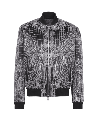 Embroidered silk bomber jacket