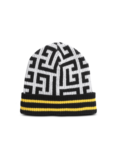 Balmain Monogram-Jacquard Wool Beanie