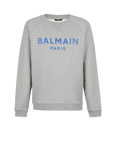 Sweat en coton imprimé logo Balmain Paris