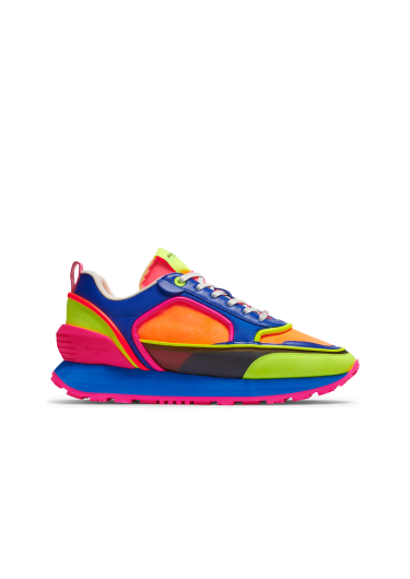 Multicolor suede, nylon and mesh Racer low-top sneakers
