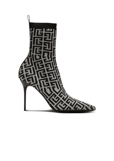 Skye stretch knit ankle boots with Balmain monogram