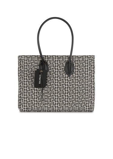 Ivory and black monogram canvas B-Army 42 tote