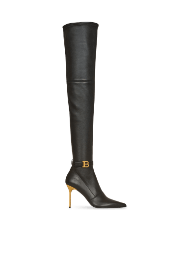 Stretch leather Raven thigh-high boots