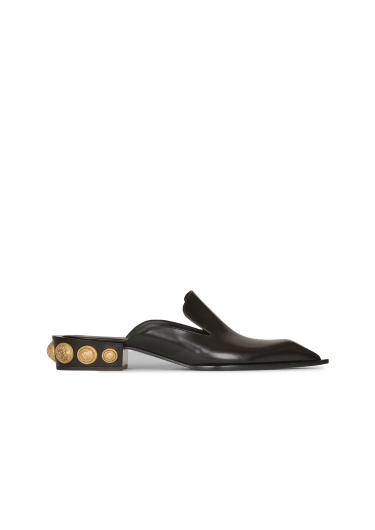 Shiny leather Coin mule loafers