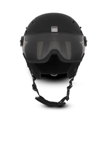 Balmain x Rossignol联名 - Rossignol象牙色和黑色Balmain字母标识图案滑雪头盔