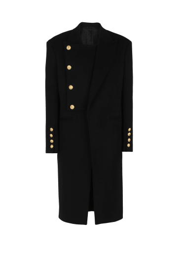 Unisex - Four-button wool coat with detachable inset jacket