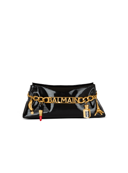 1945 Soft clutch in striped patent leather