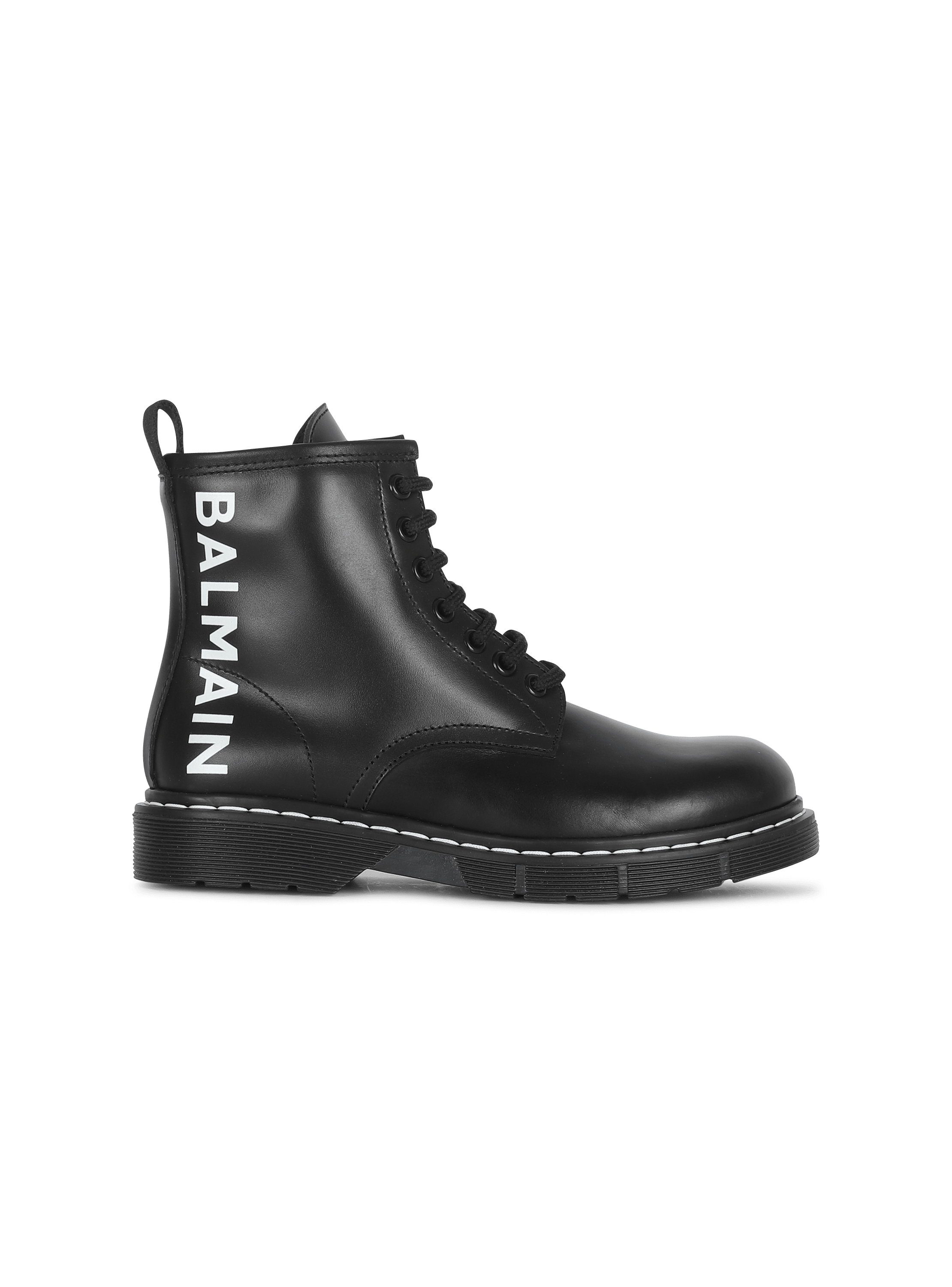 Balmain 로고 가죽 앵클 부츠