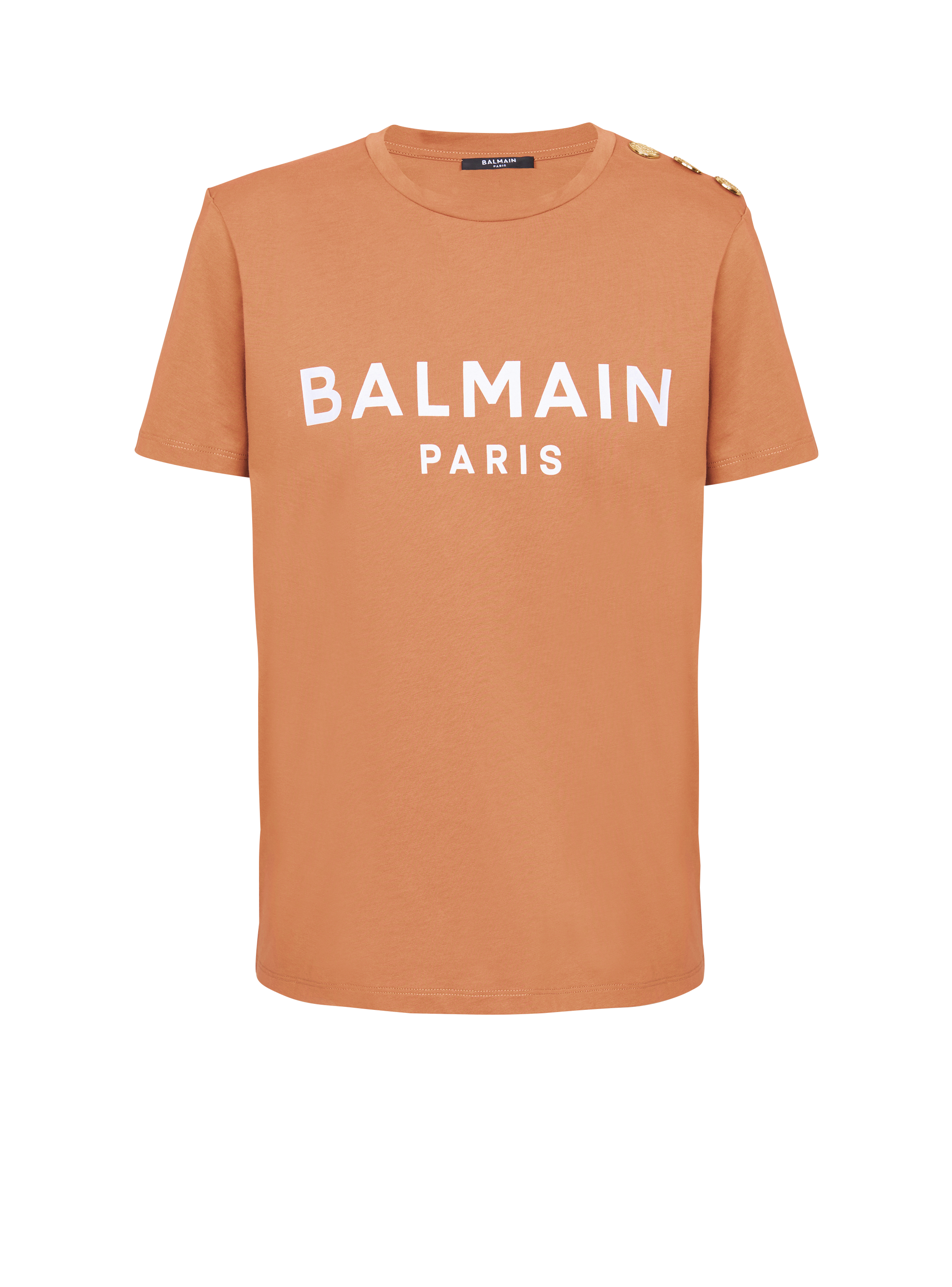 T-shirt con bottoni e logo Balmain stampato