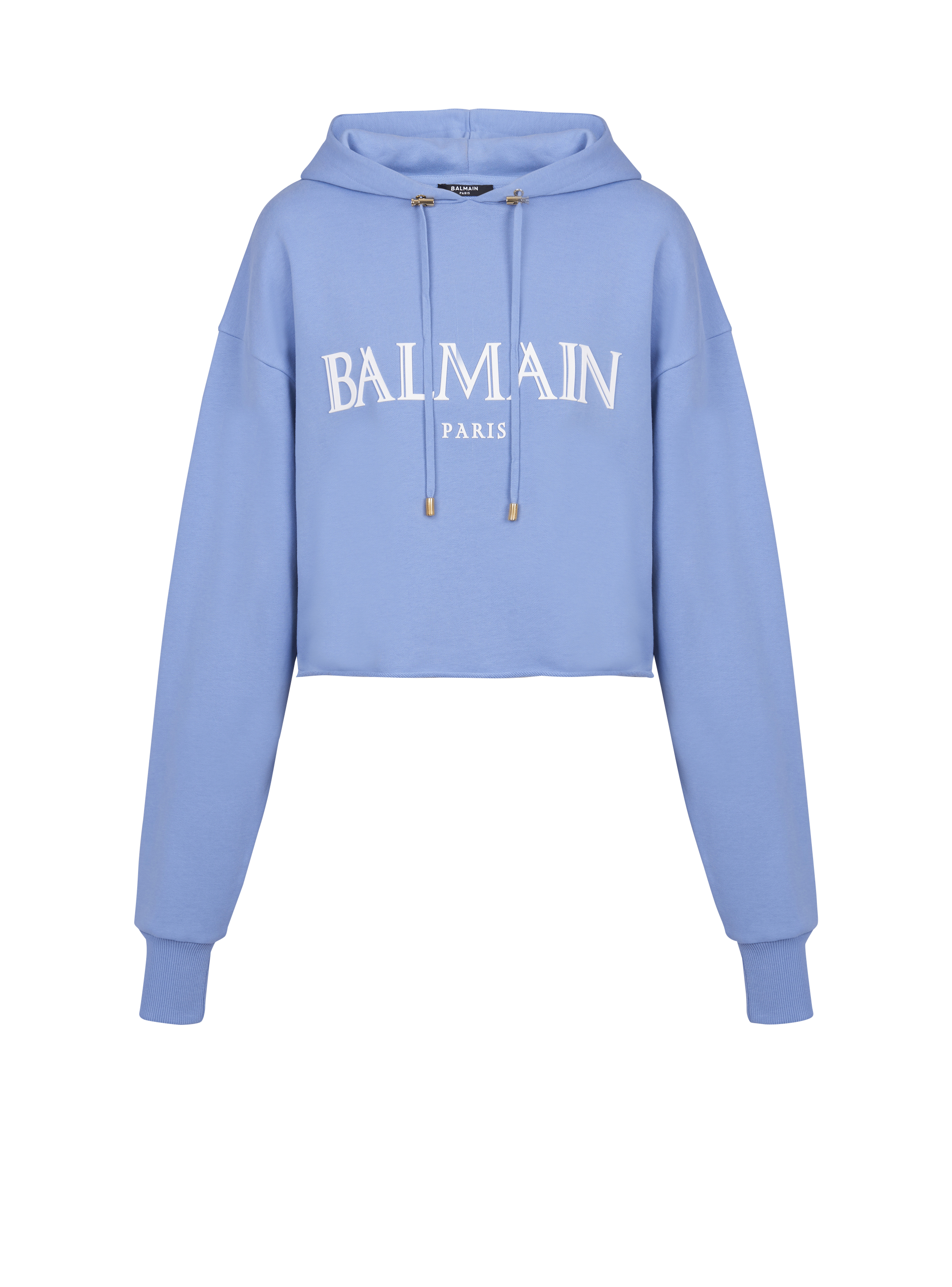 Cropped hoodie with rubber Roman Balmain logo