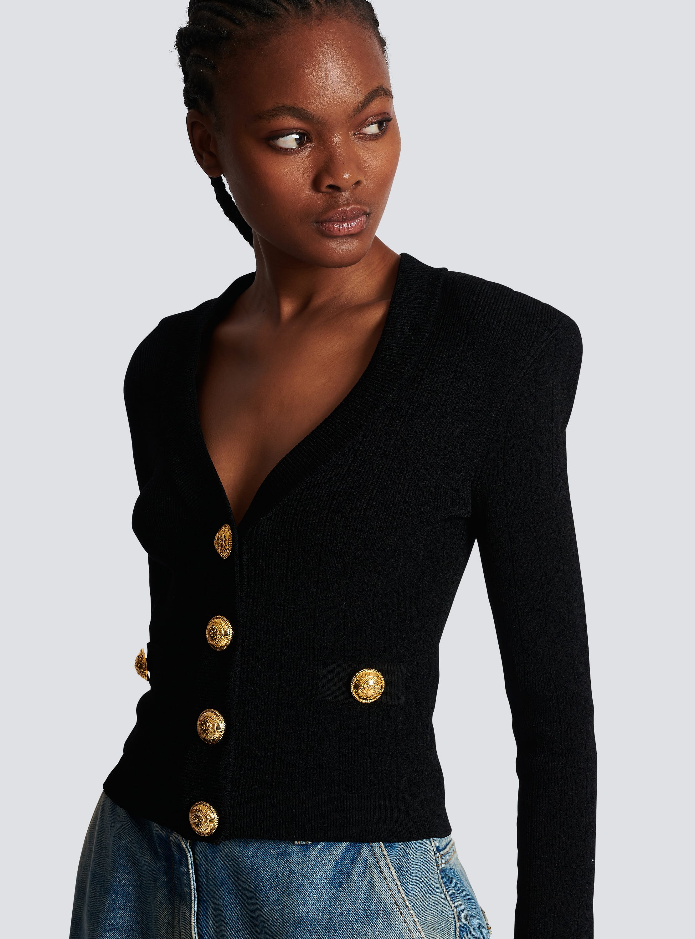 Cropped knit cardigan Women BALMAIN