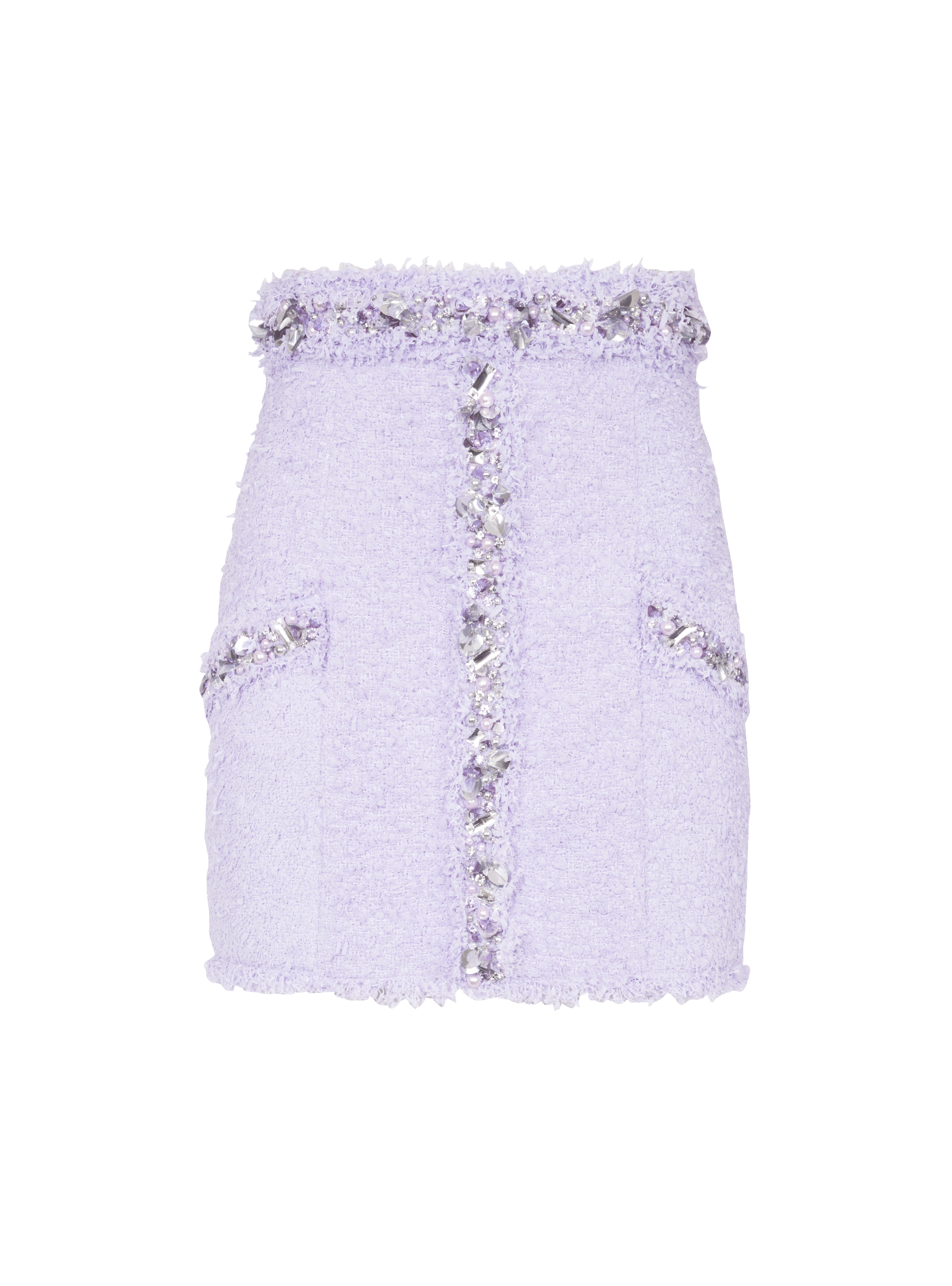 Tweed skirt with embroidered details, purple, hi-res