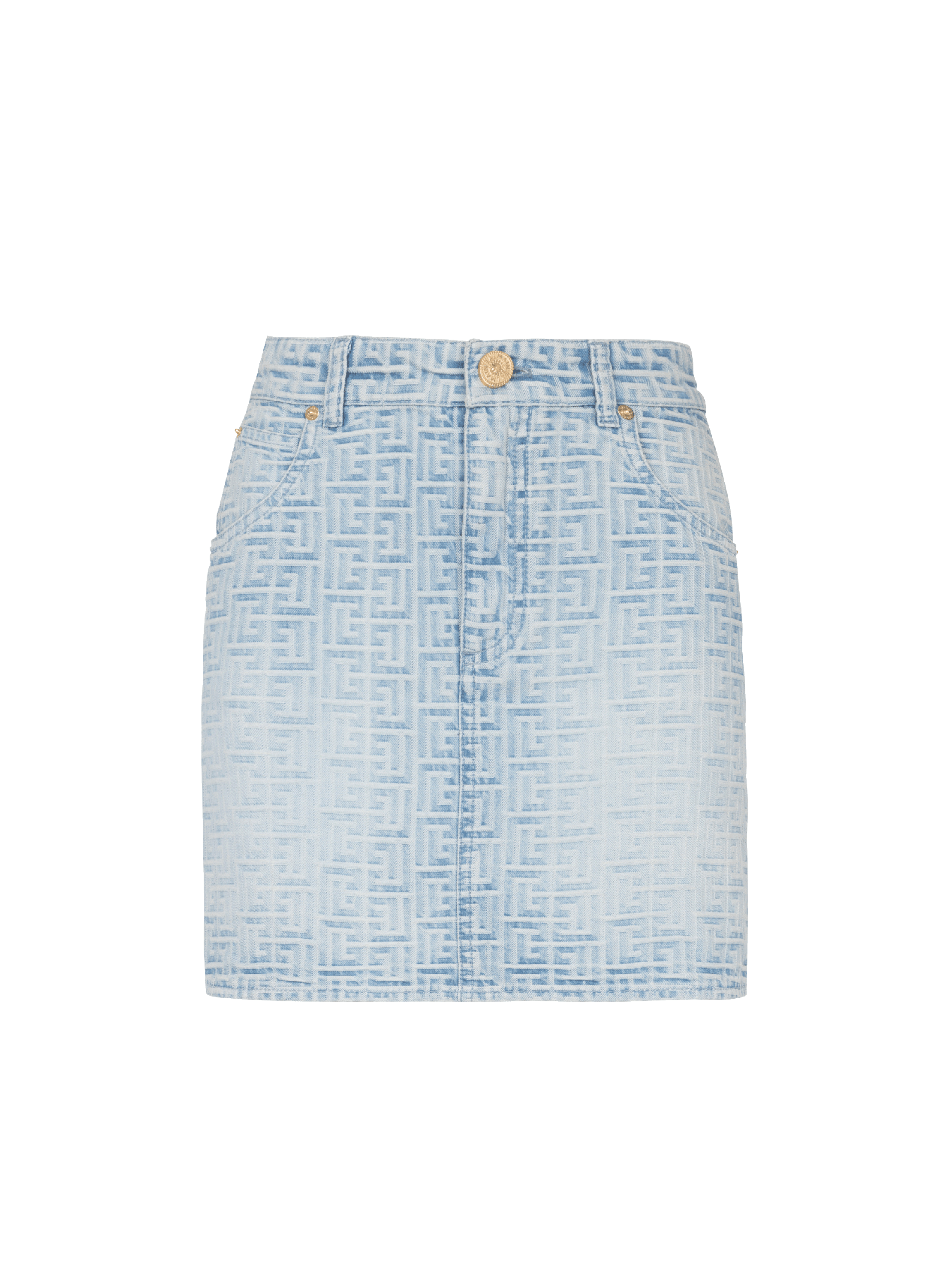 Monogrammed short denim skirt - Women | BALMAIN