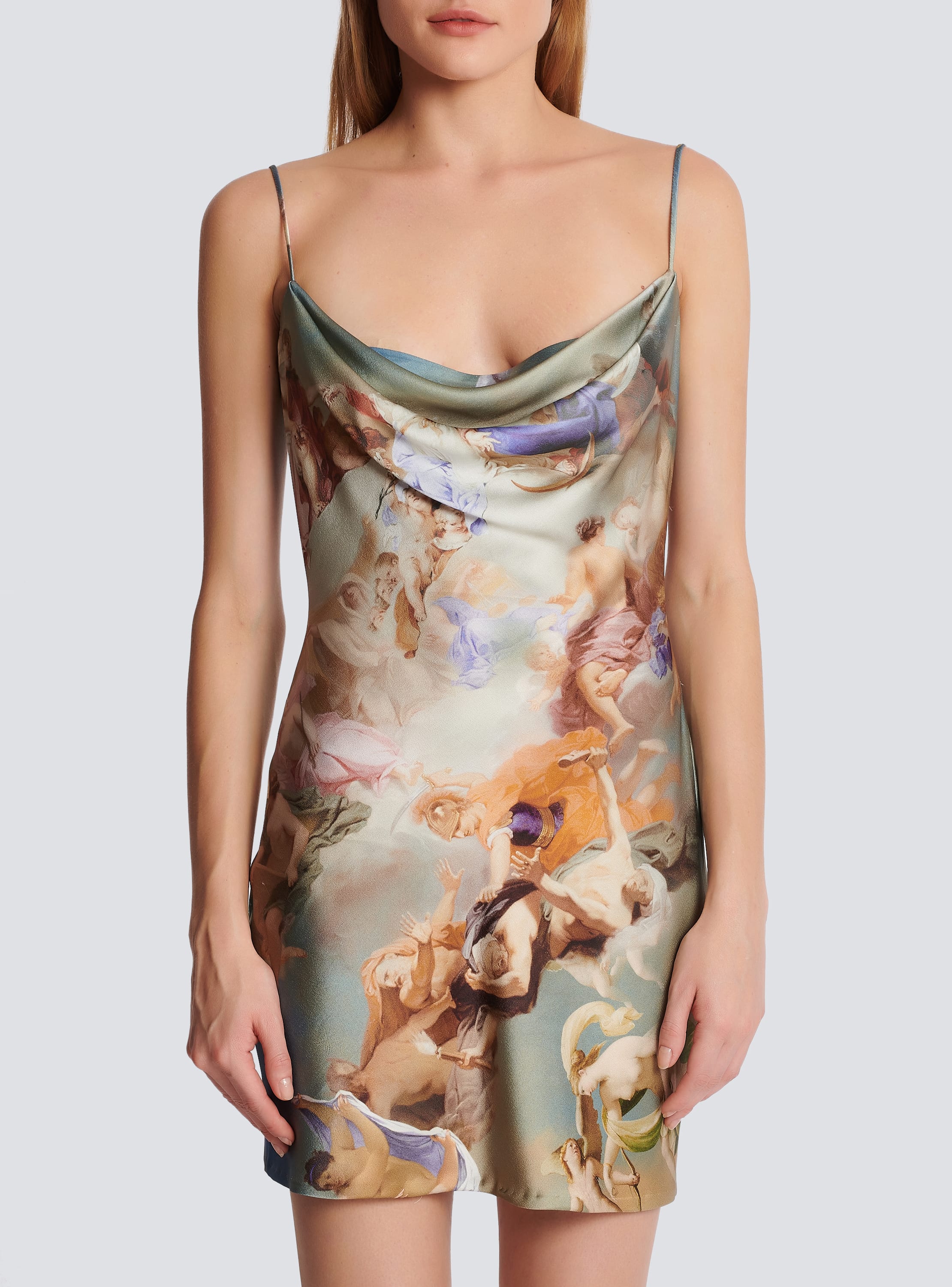 Robe nuisette en satin imprim Sky Femme BALMAIN