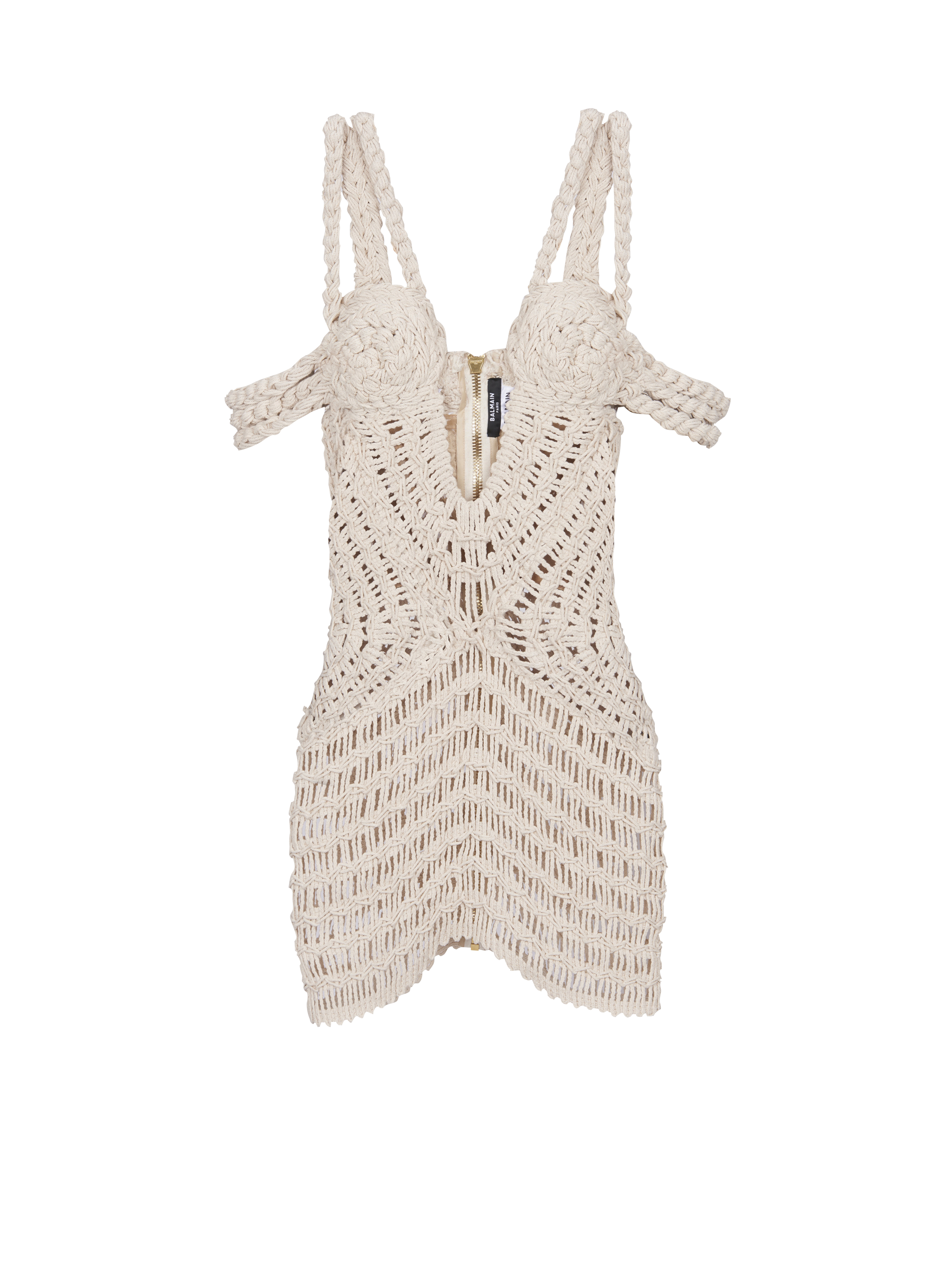 Robe courte en macramé ajouré