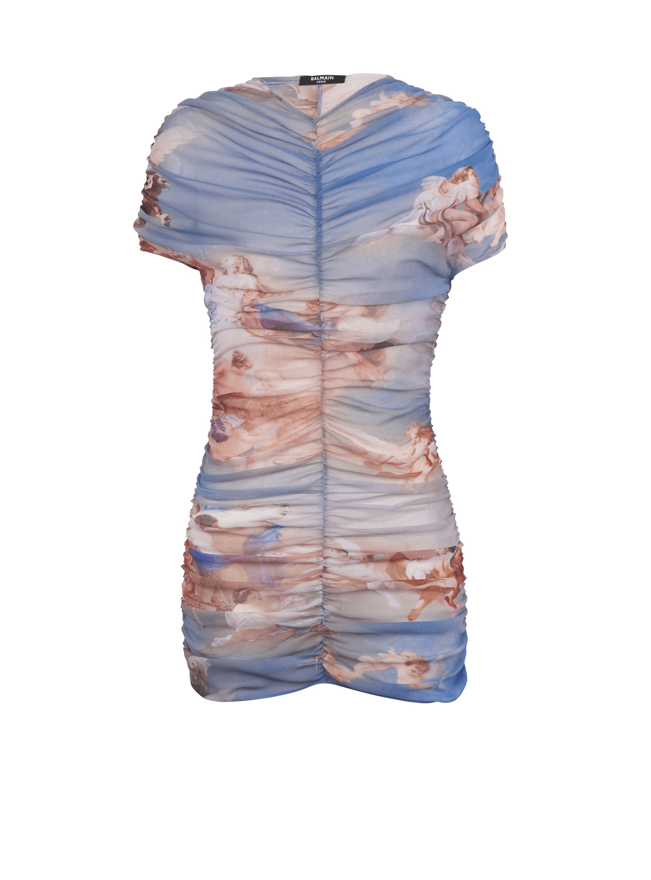 スカイプリント ギャザーチュール ドレス, 色とりどり, hi-res
