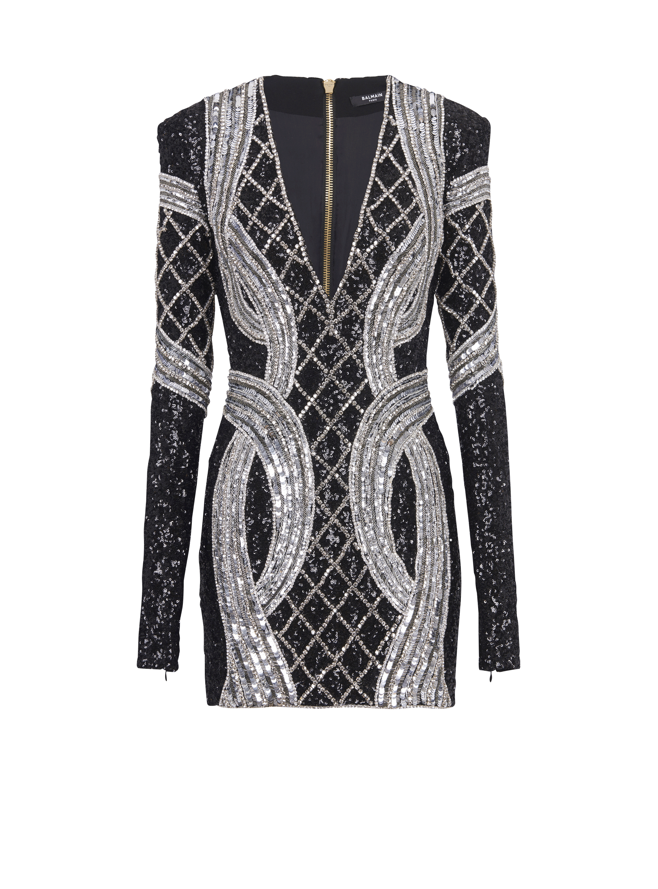 Anzai væsentligt mens Short silver embroidered dress black - Women | BALMAIN