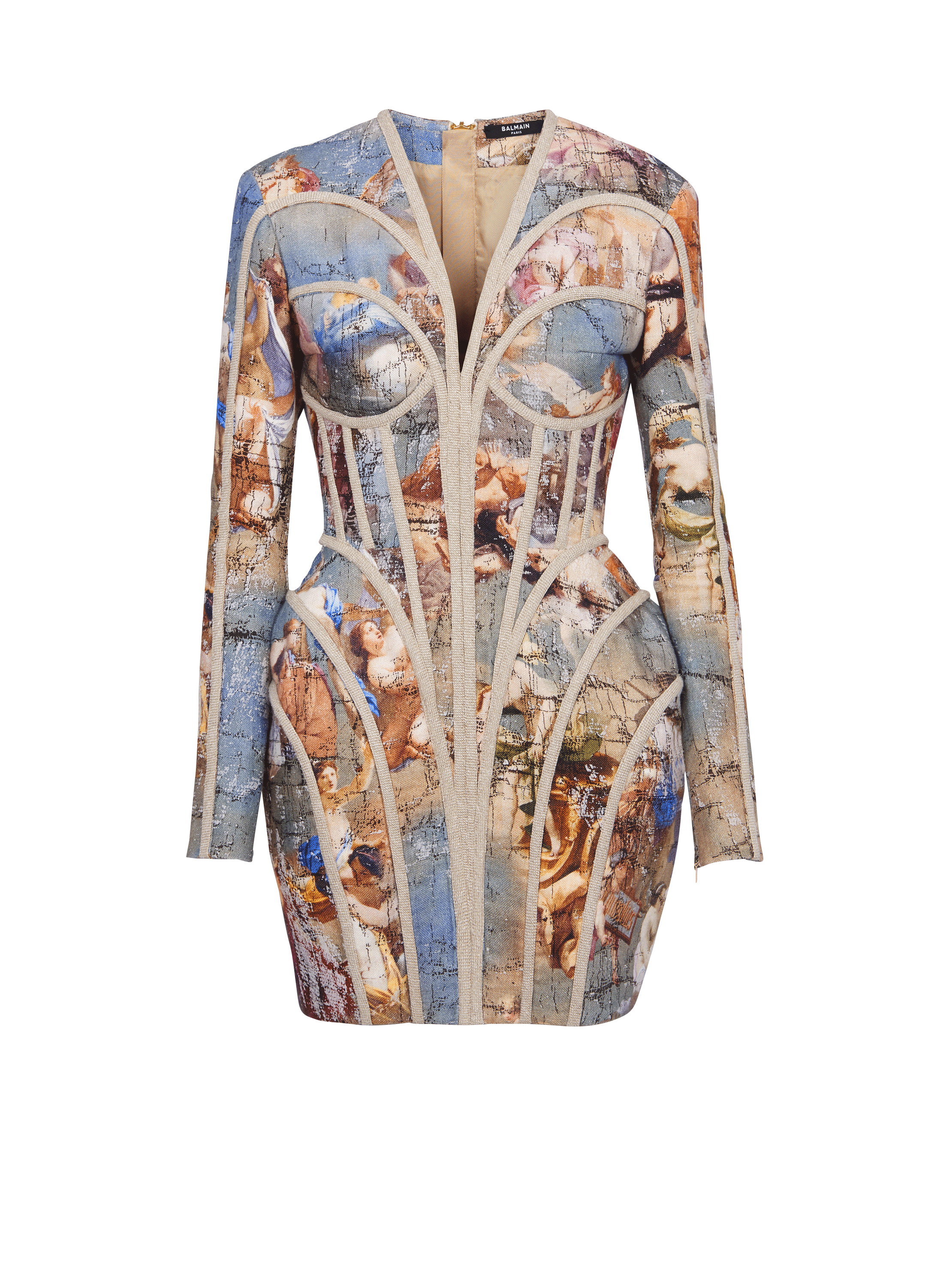 Kleid aus Leinen mit Sky-Print, multicolor, hi-res