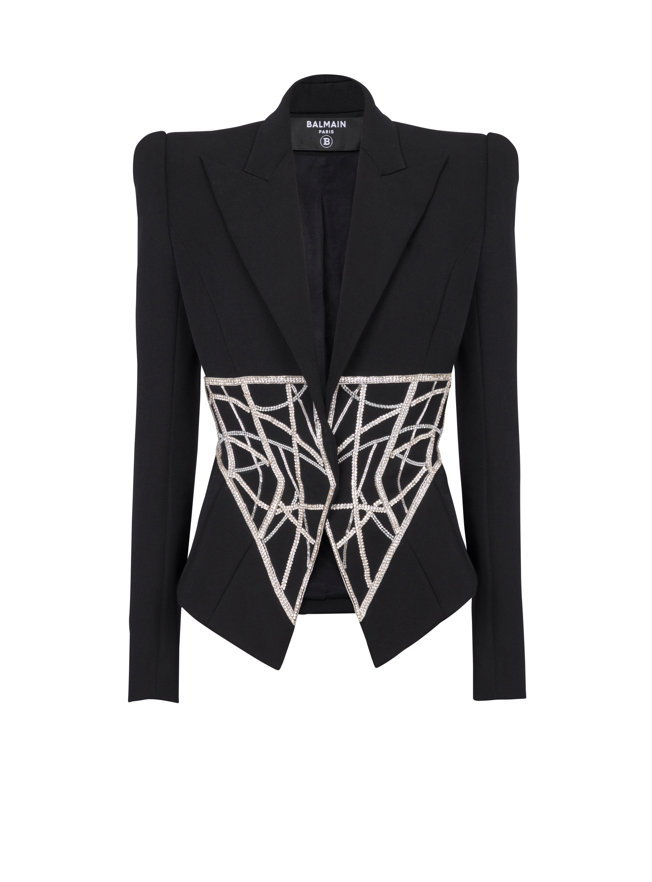 slim-fit grain de poudre jacket black - | BALMAIN