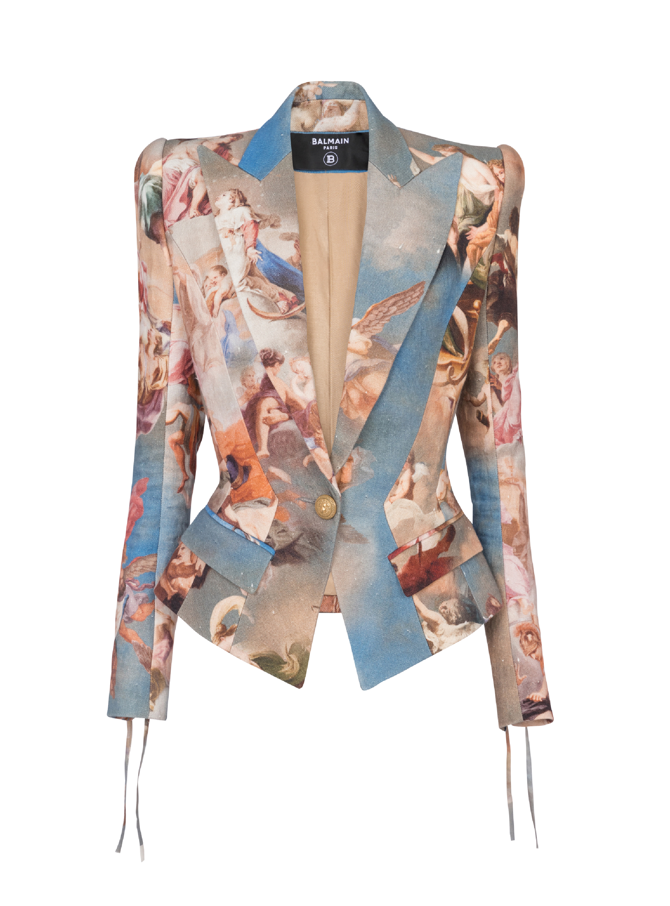 Taillierte Jacke aus Canvas mit Sky-Print, multicolor, hi-res