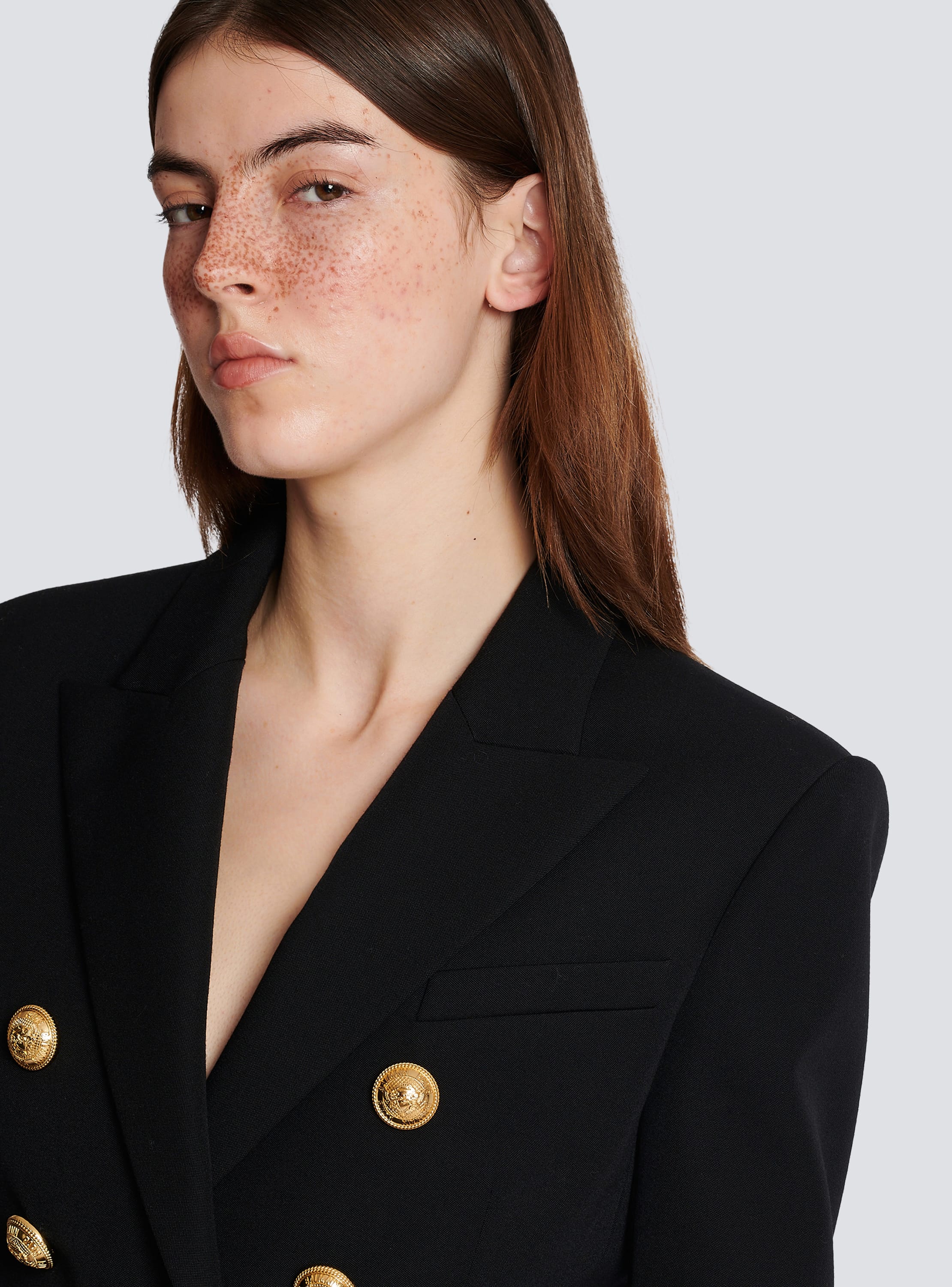 Grain de poudre double-breasted jacket black - Women | BALMAIN