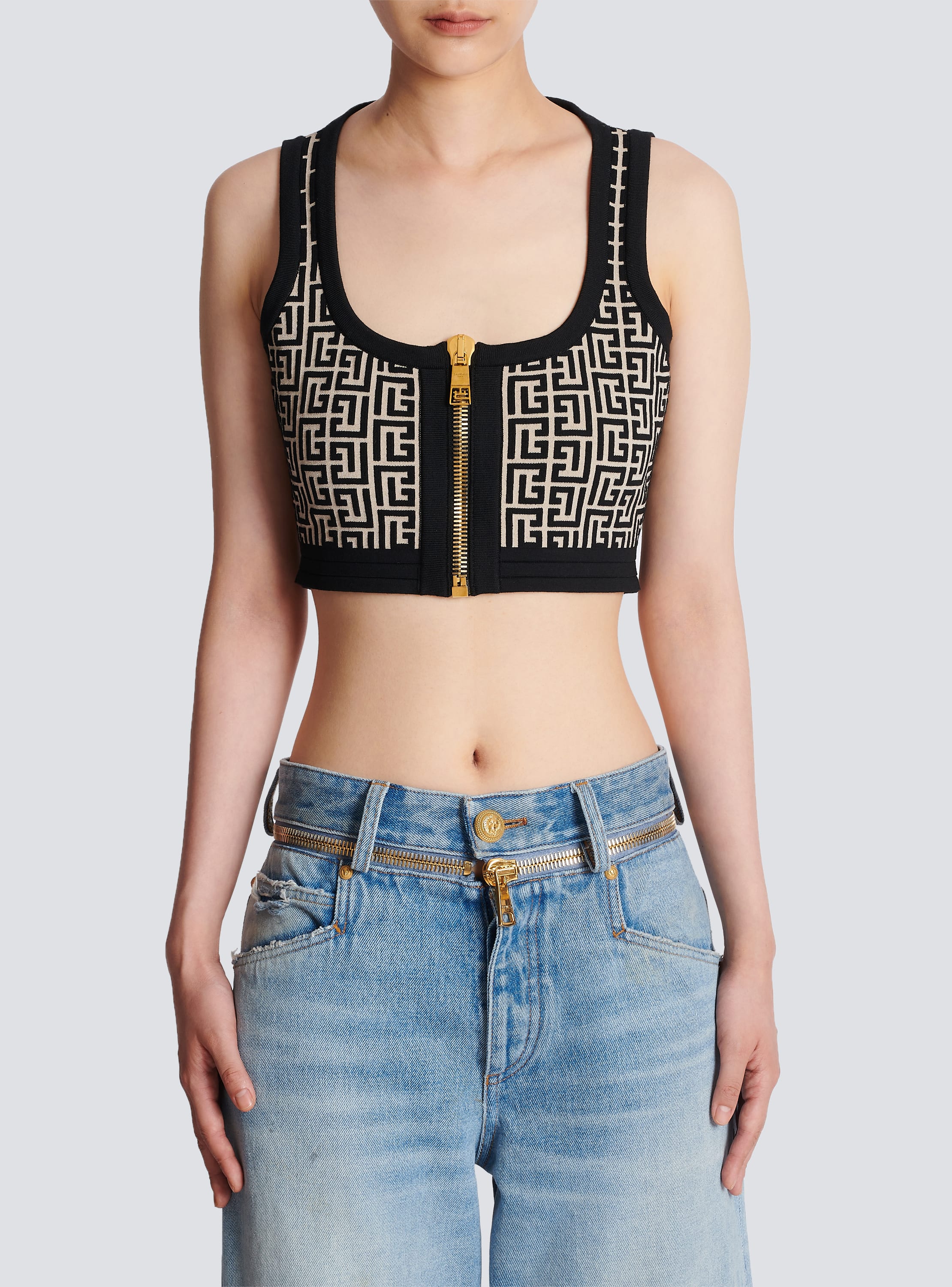 Balmain Monogram Knit Bra Top トップス