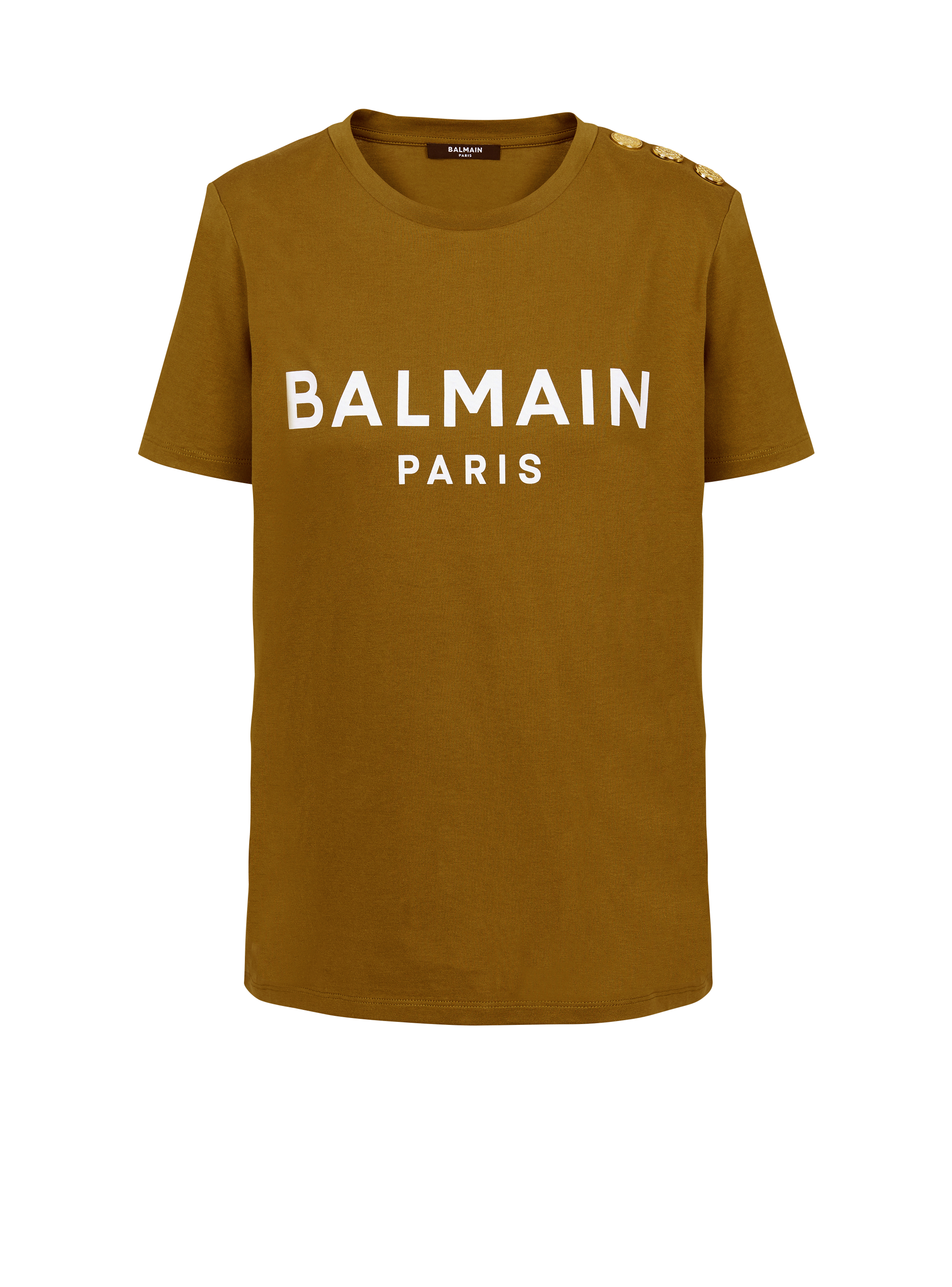 T-shirt in cotone ecosostenibile con logo Balmain stampato