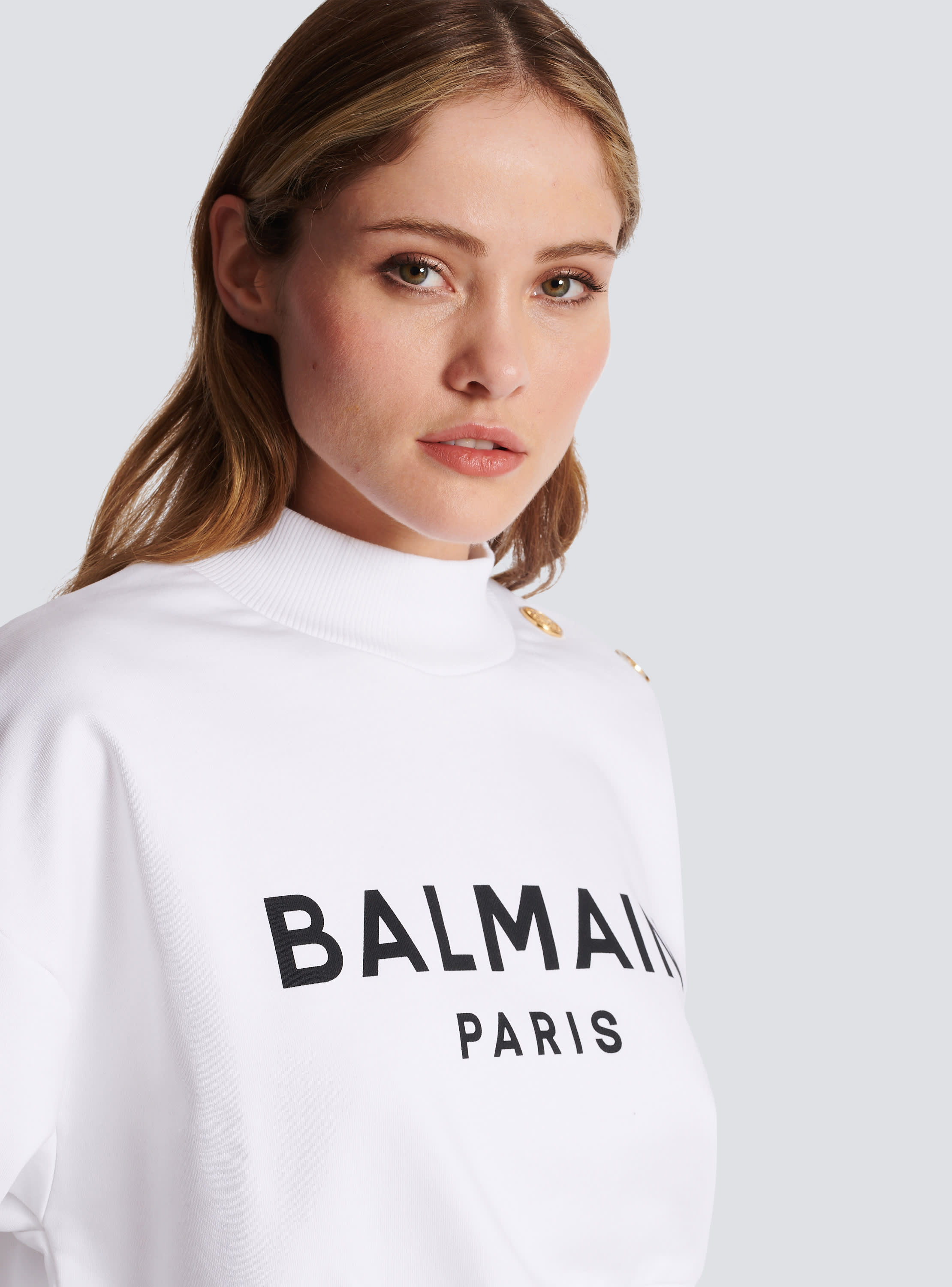 Balmain White Cropped Sweatshirt