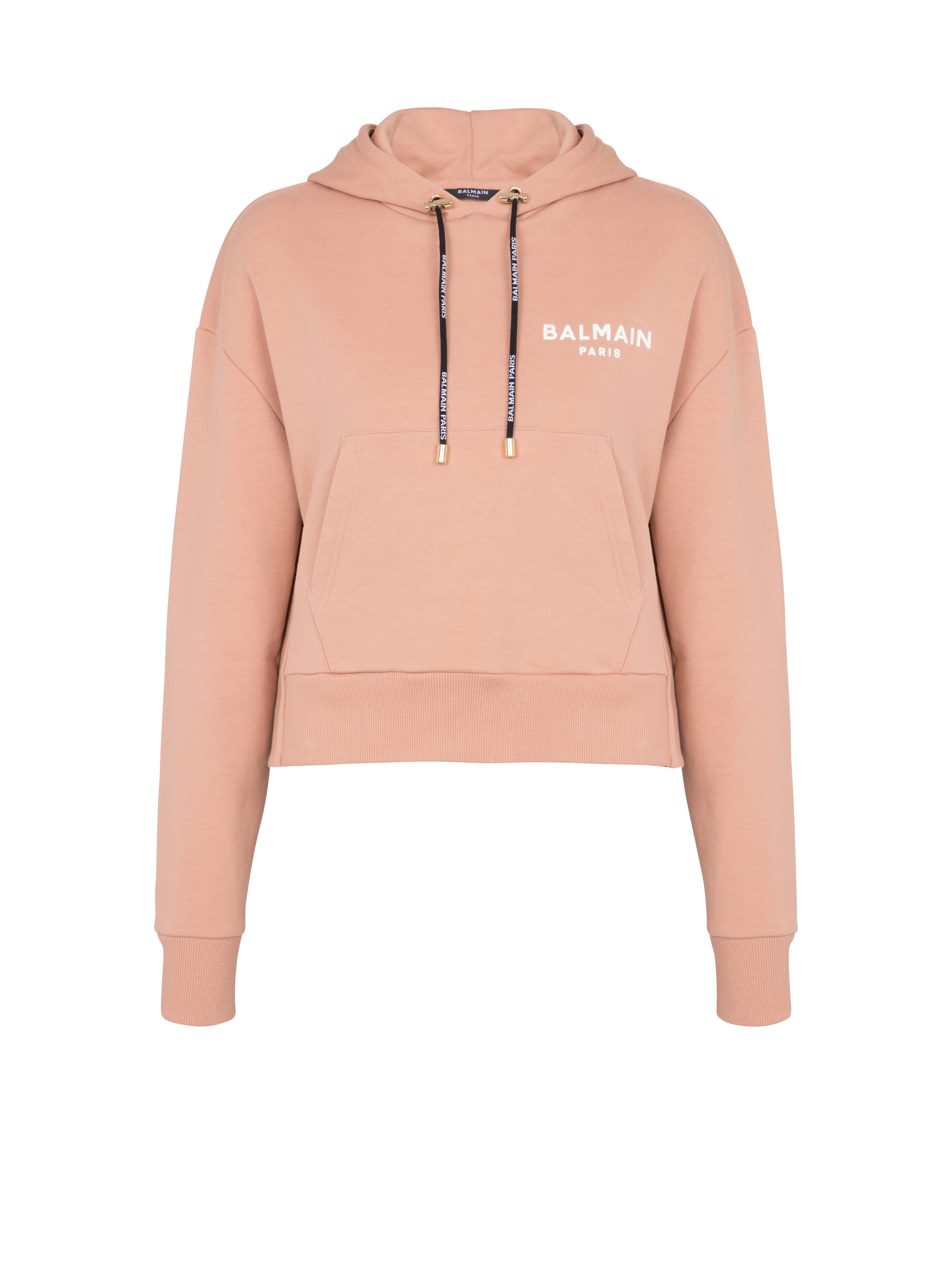 Sudadera corta de algodón con logotipo serigrafiado de Balmain