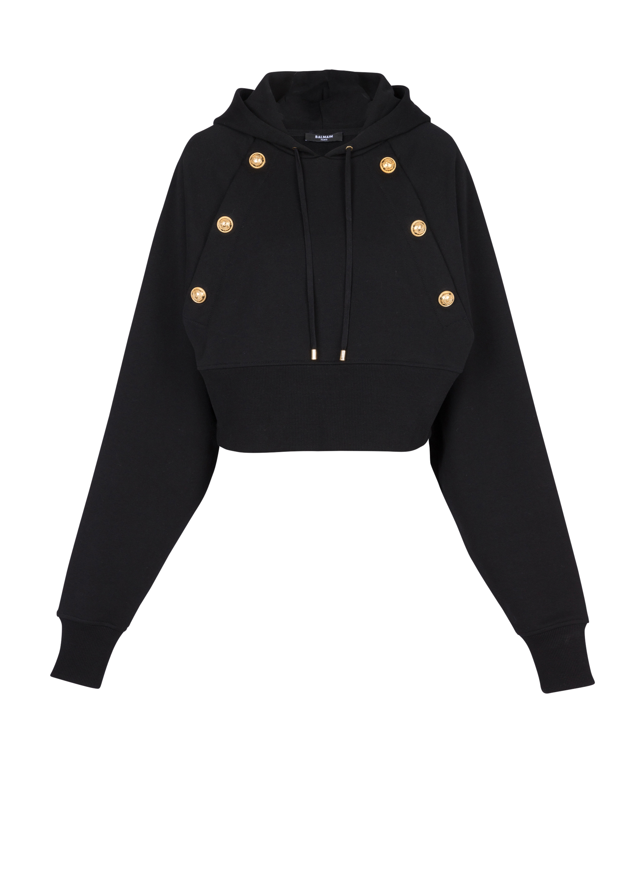 Eco-responsible cotton sweatshirt with gold black | BALMAIN