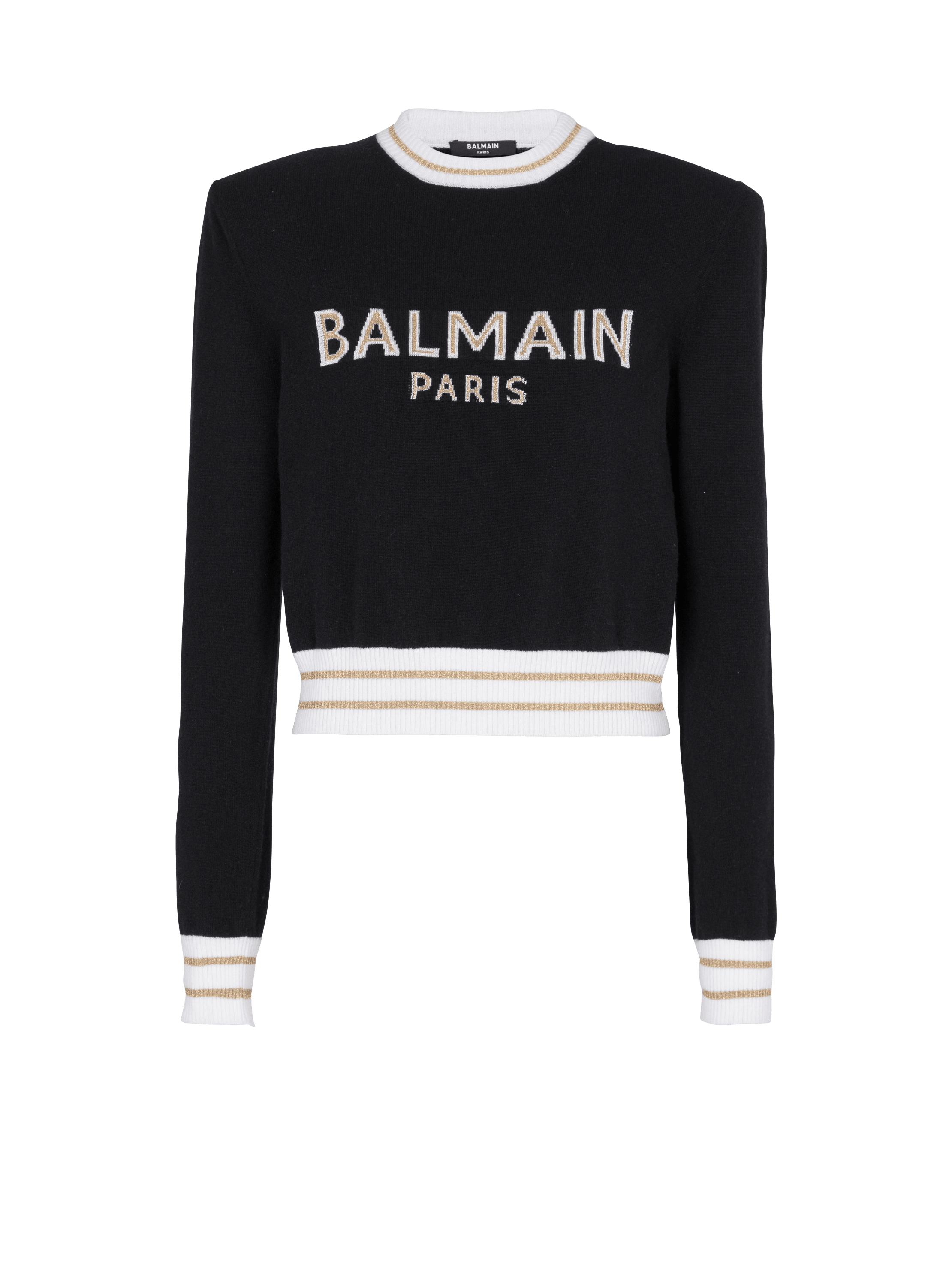 Balmainロゴ クロップド ウールセーター