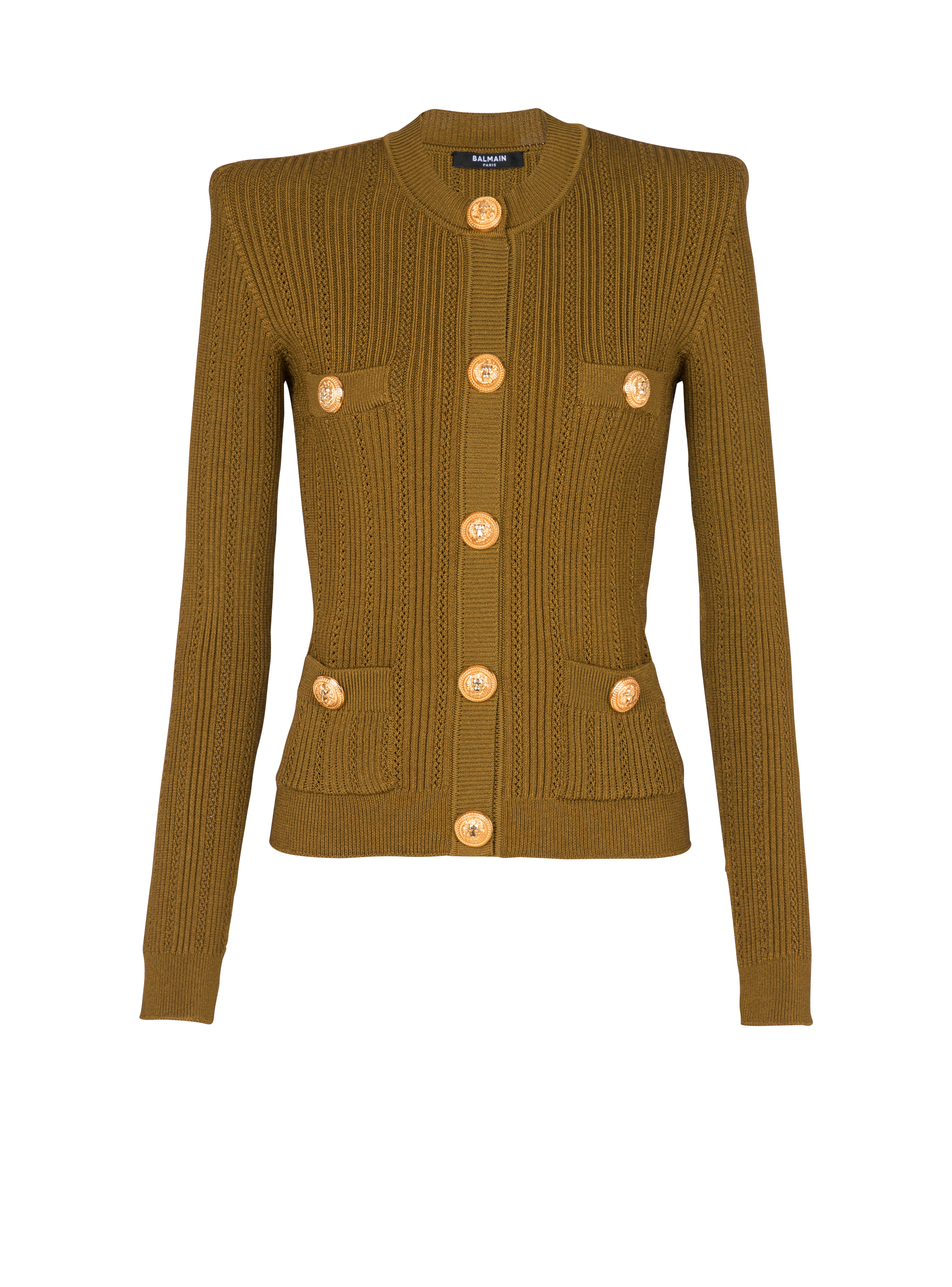 Knit cardigan with gold buttons