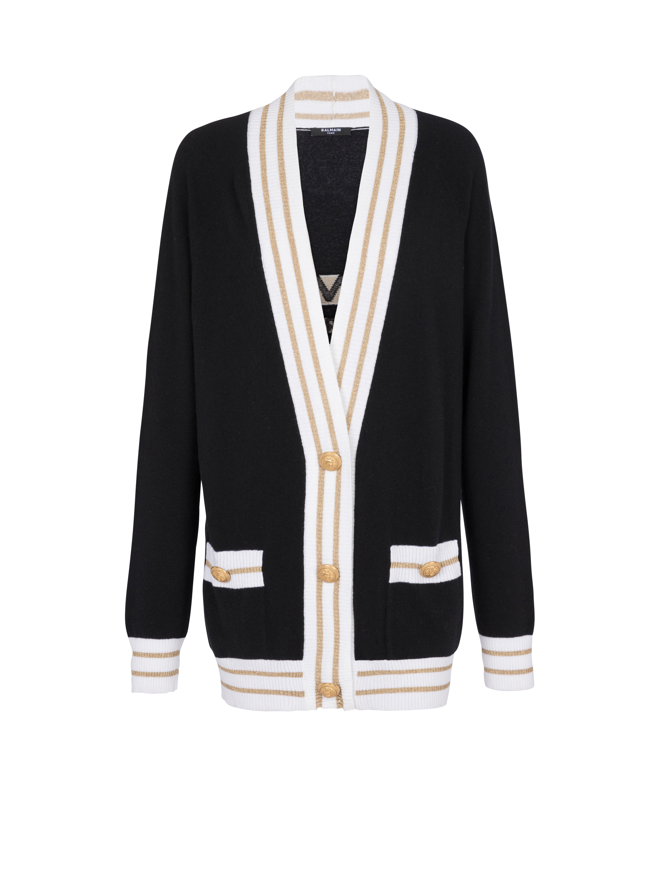 Cashmere cardigan with Balmain logo black - Women | BALMAIN