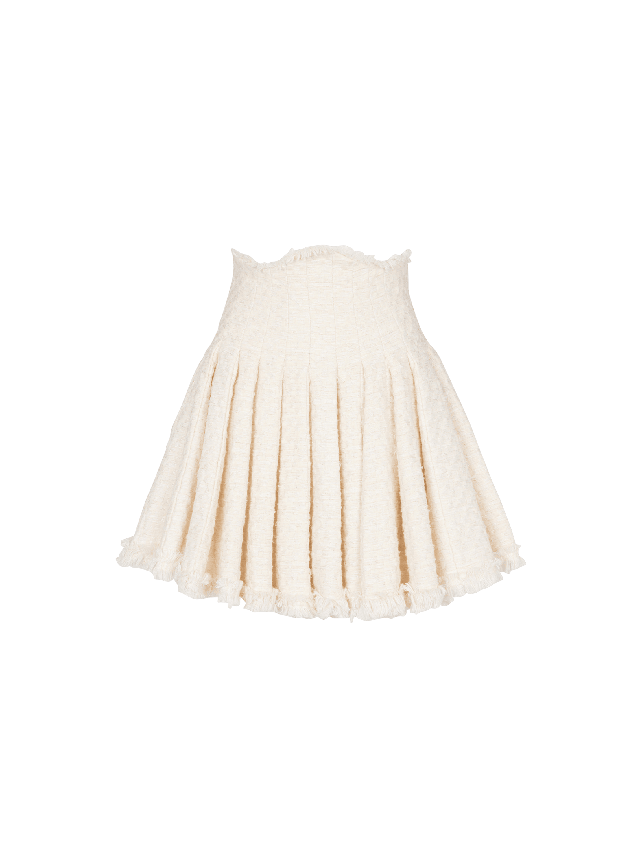 Pleated tweed skater skirt, white, hi-res