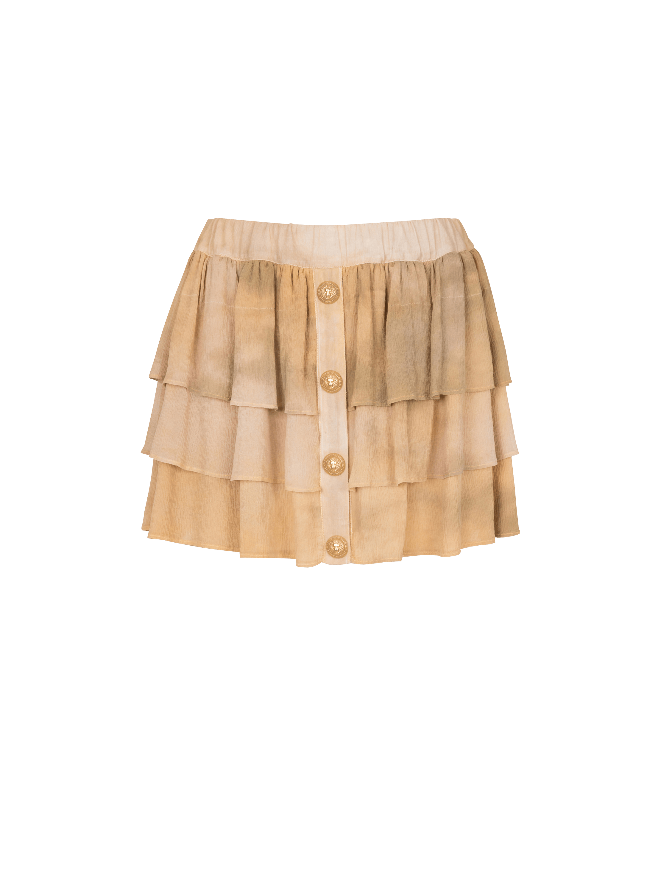 Tie-dye silk ruffle skirt