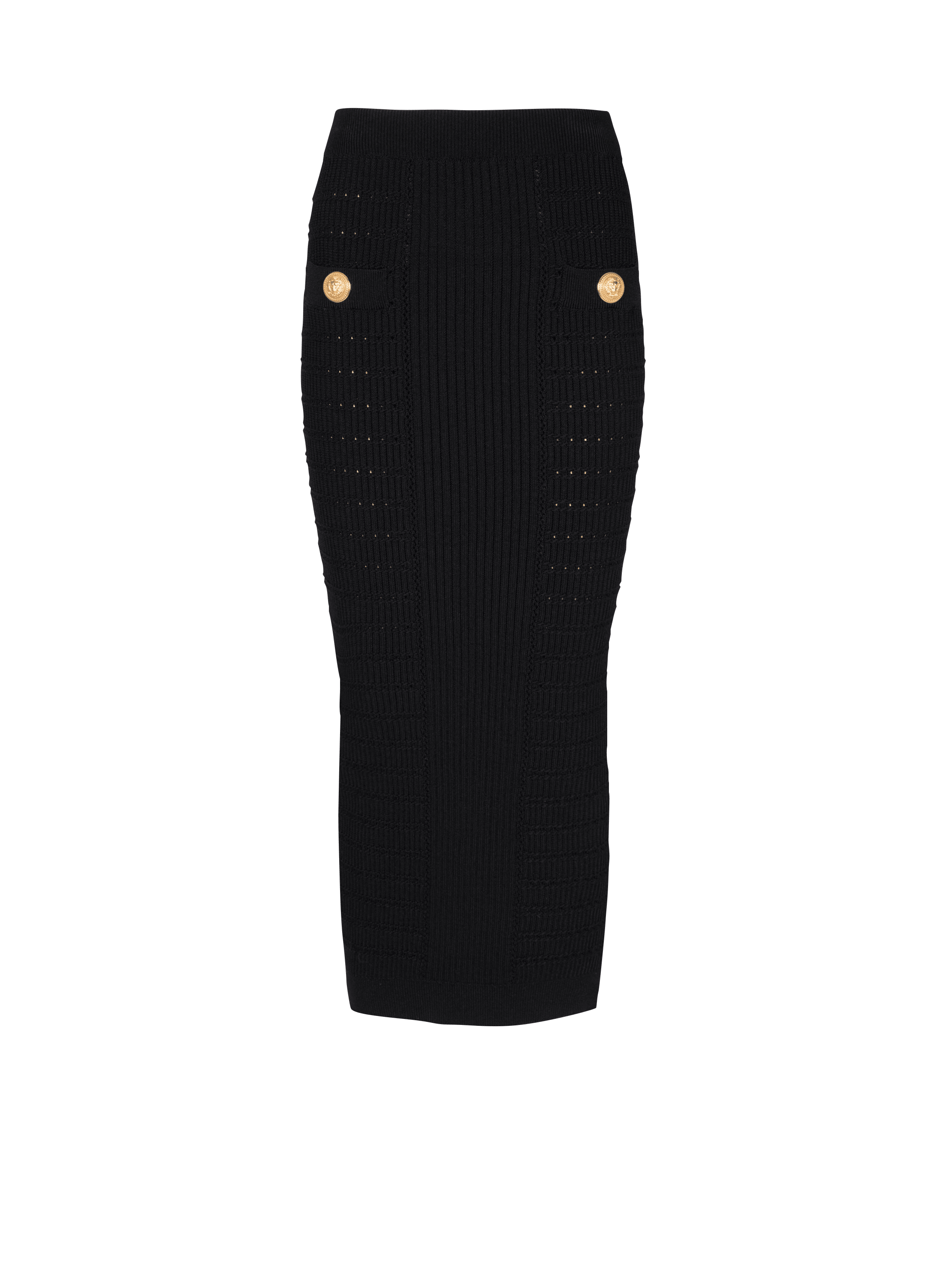 Midi knit skirt, black, hi-res