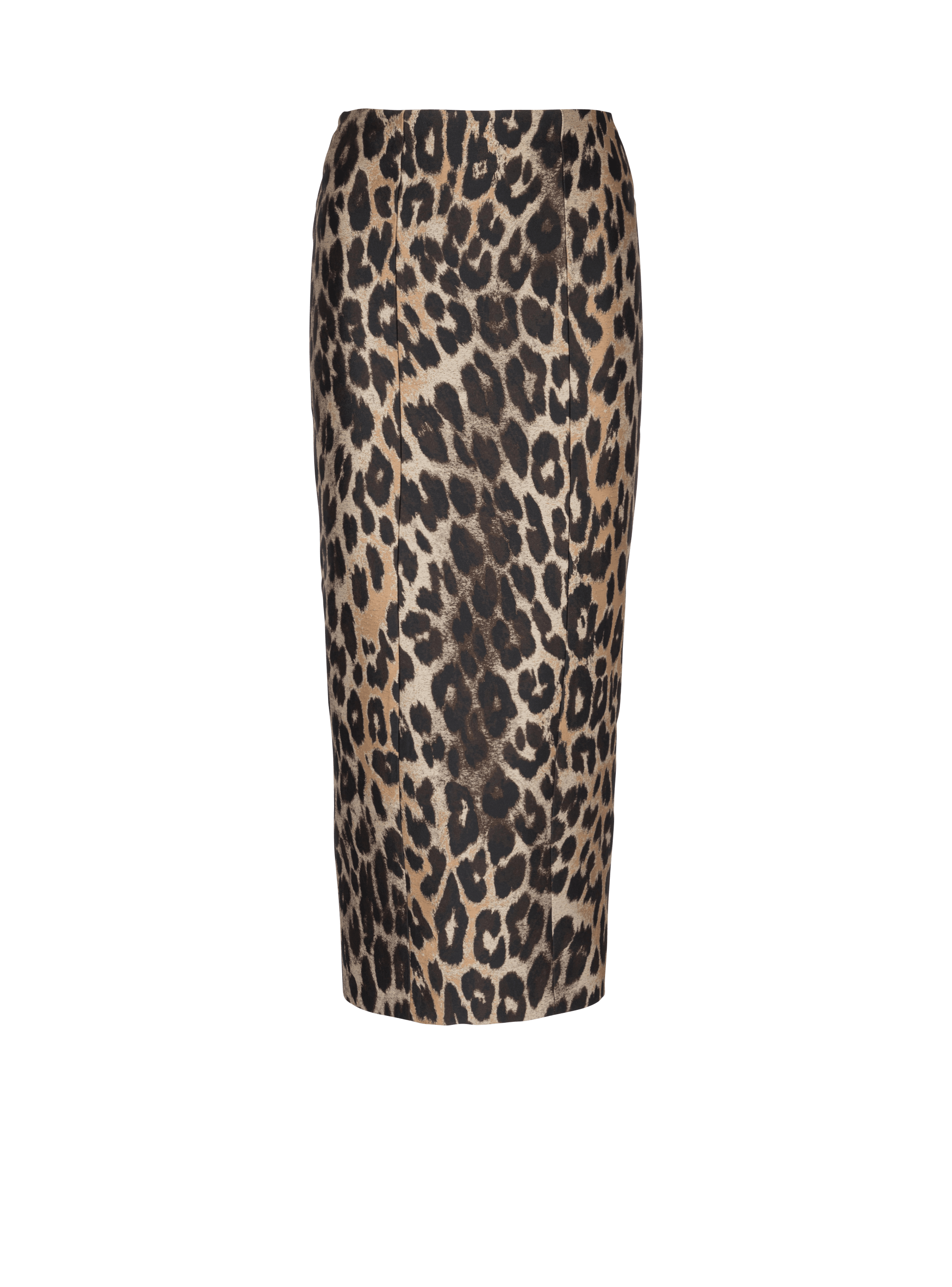 Leopard jacquard pencil skirt, brown, hi-res