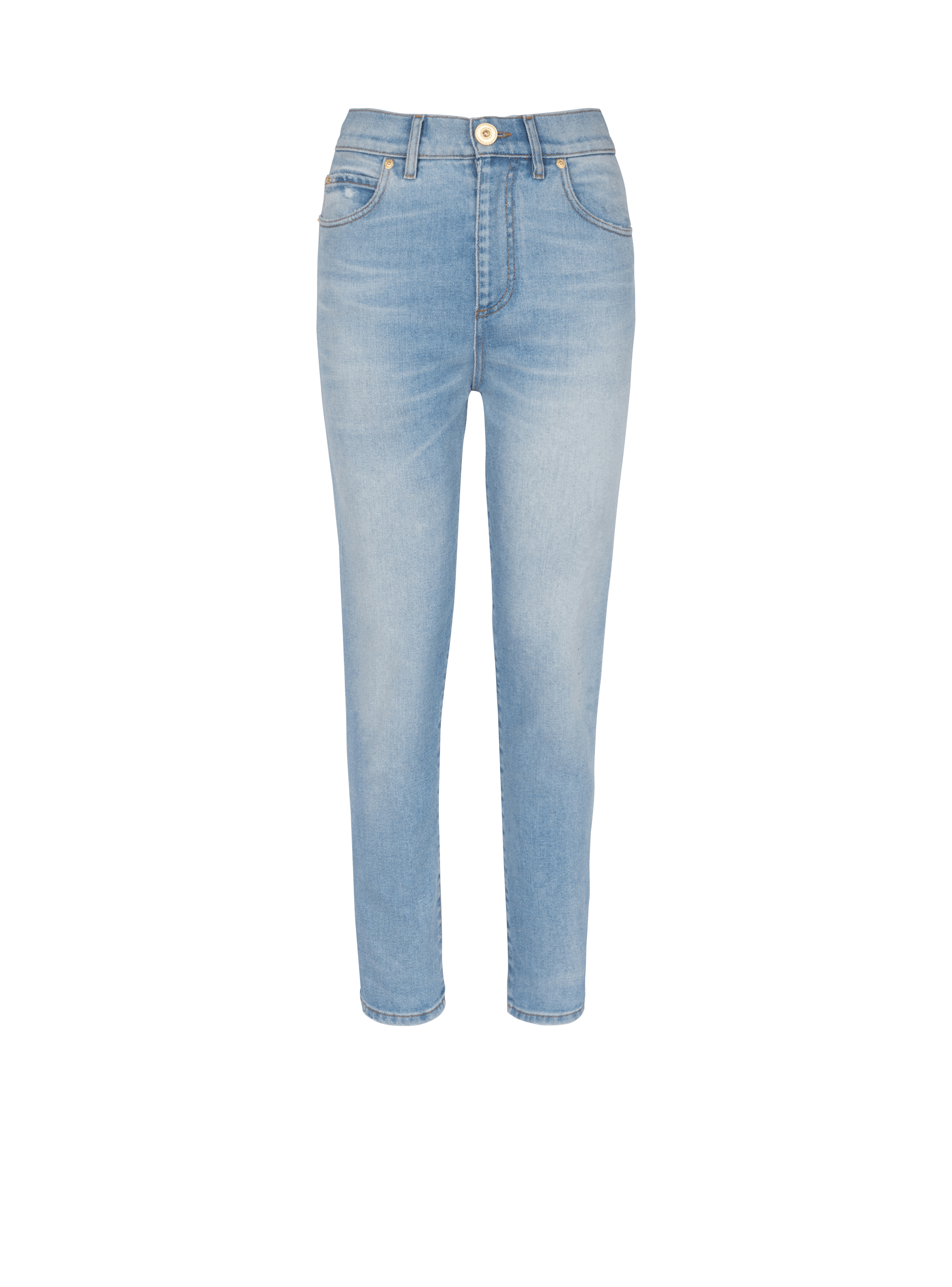 Faded denim slim fit jeans, blue, hi-res