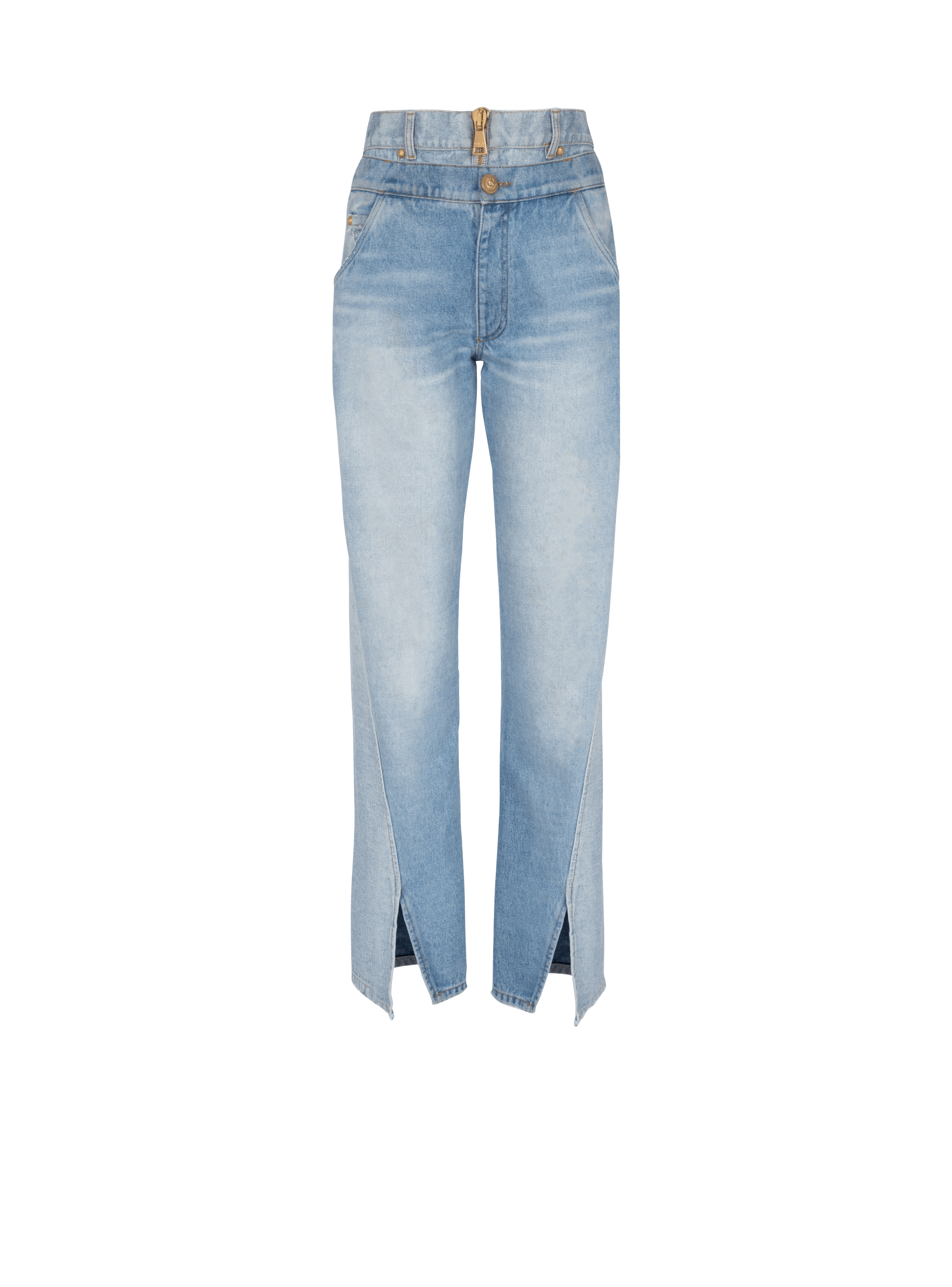 Two-in-one faded jeans, blue, hi-res