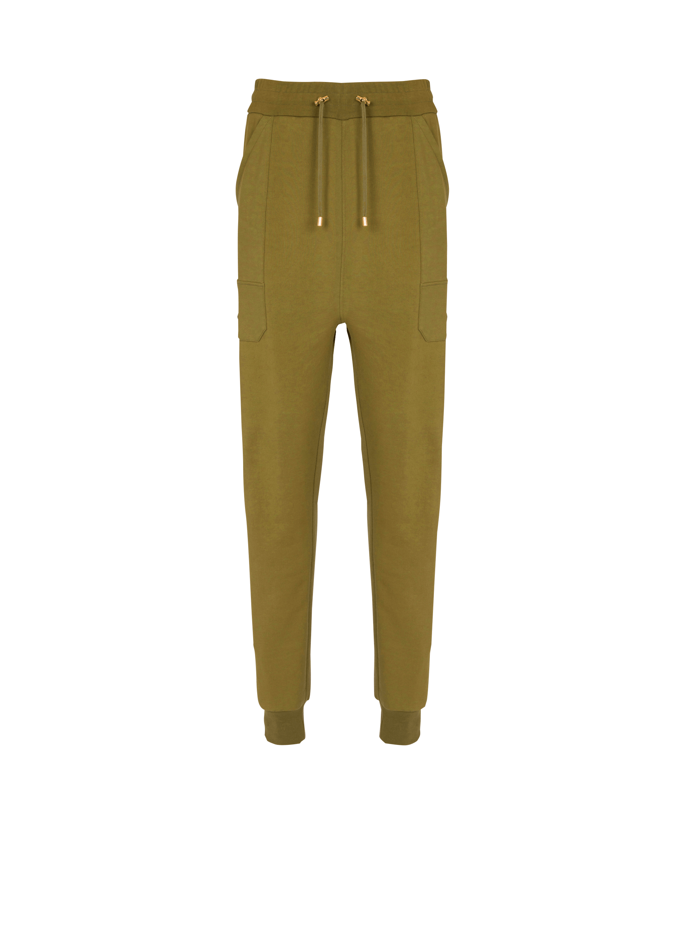 环保设计棉质慢跑长裤, khaki, hi-res