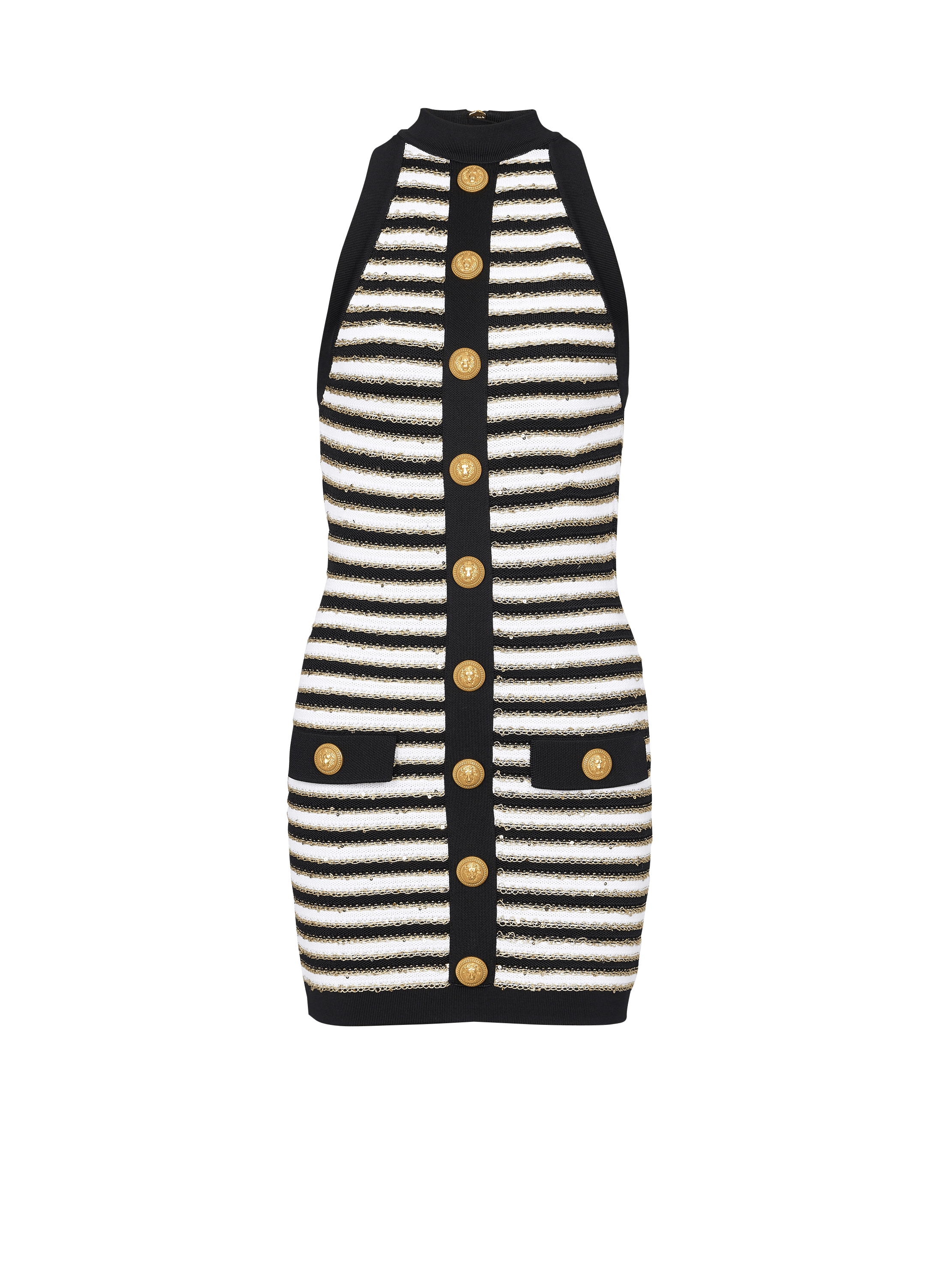 Striped knit dress, white, hi-res