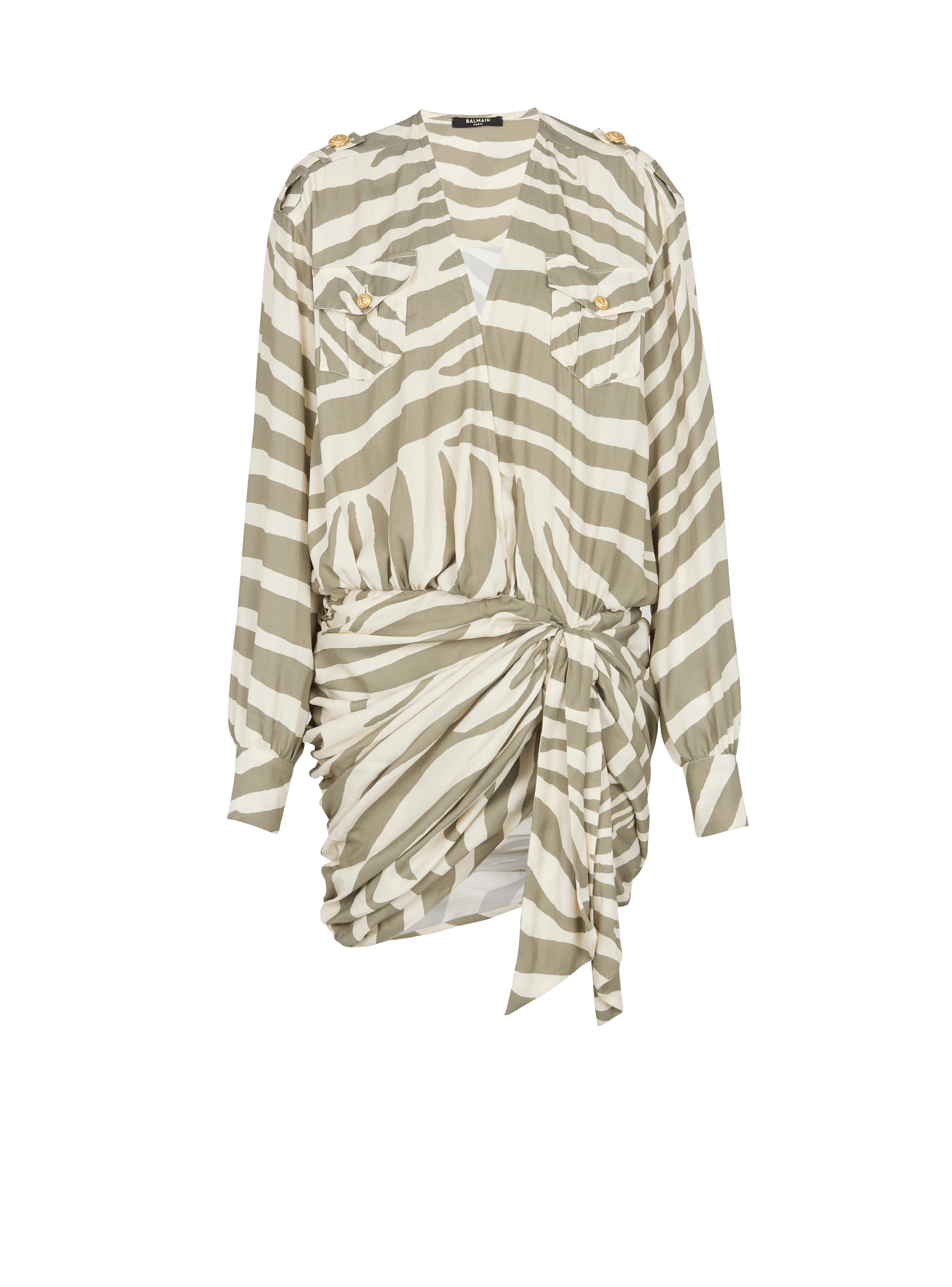 Draped zebra print dress