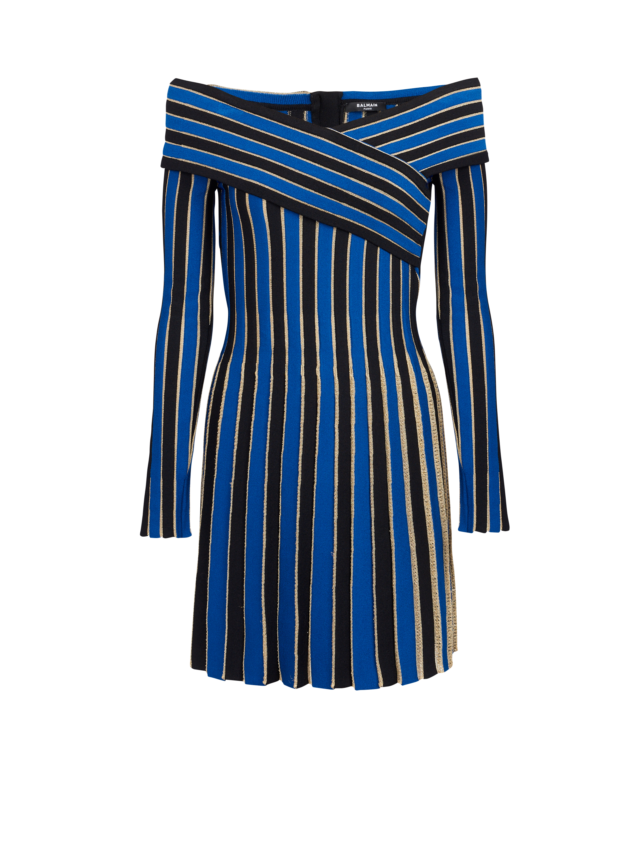 Metallic striped knit dress