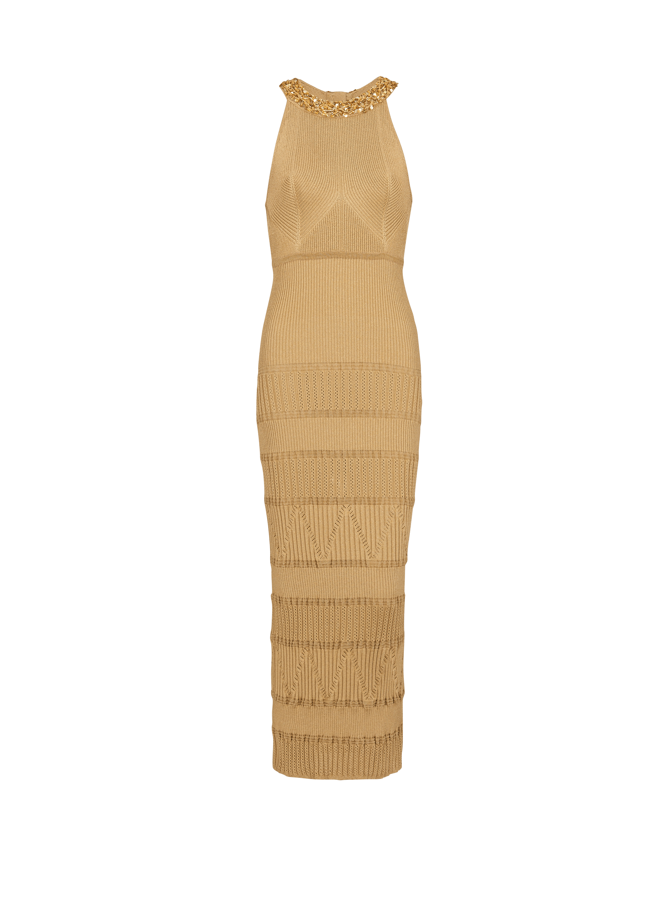 Robe midi en maille brodée - Femme | BALMAIN