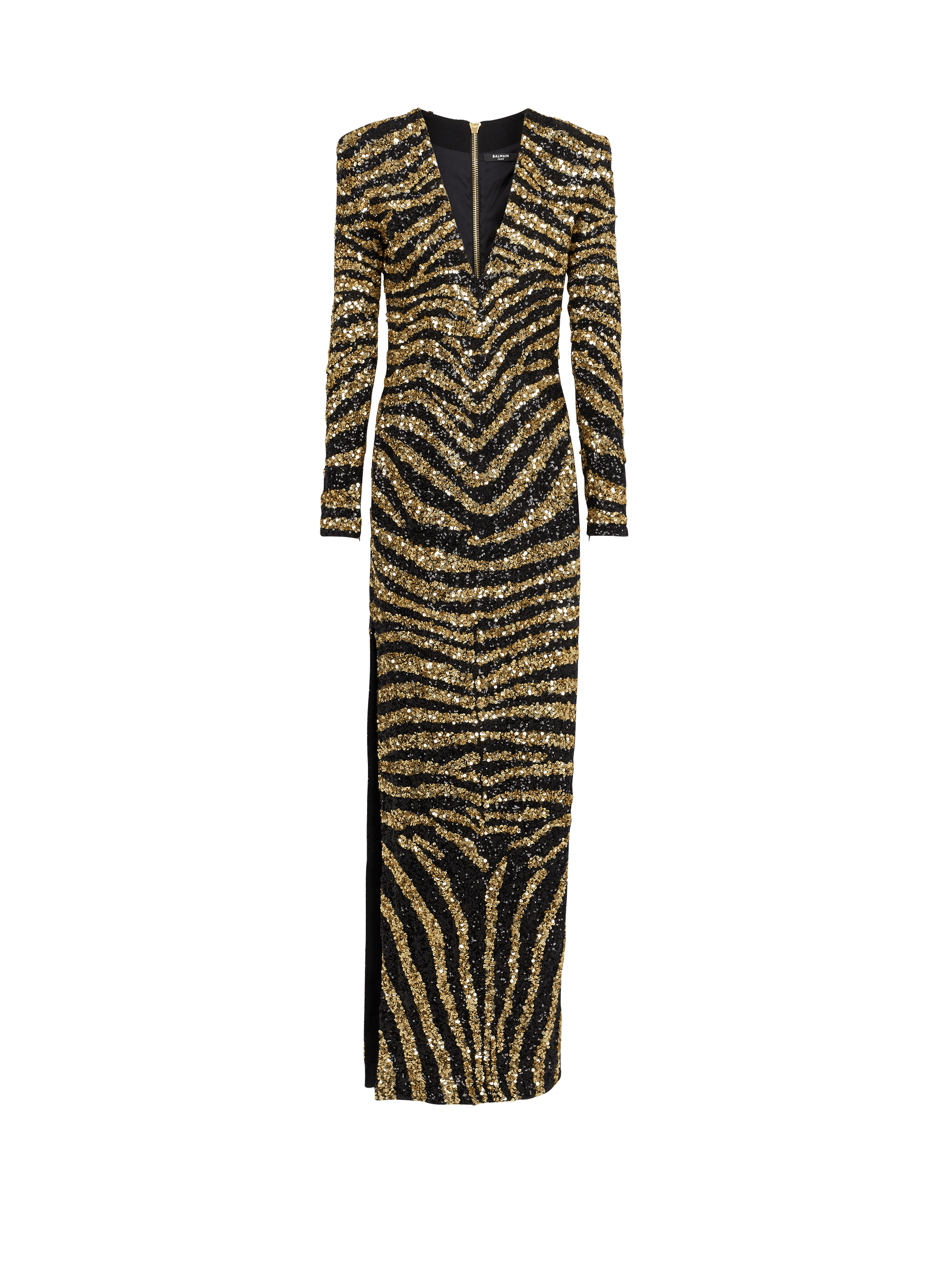 Embroidered zebra long dress