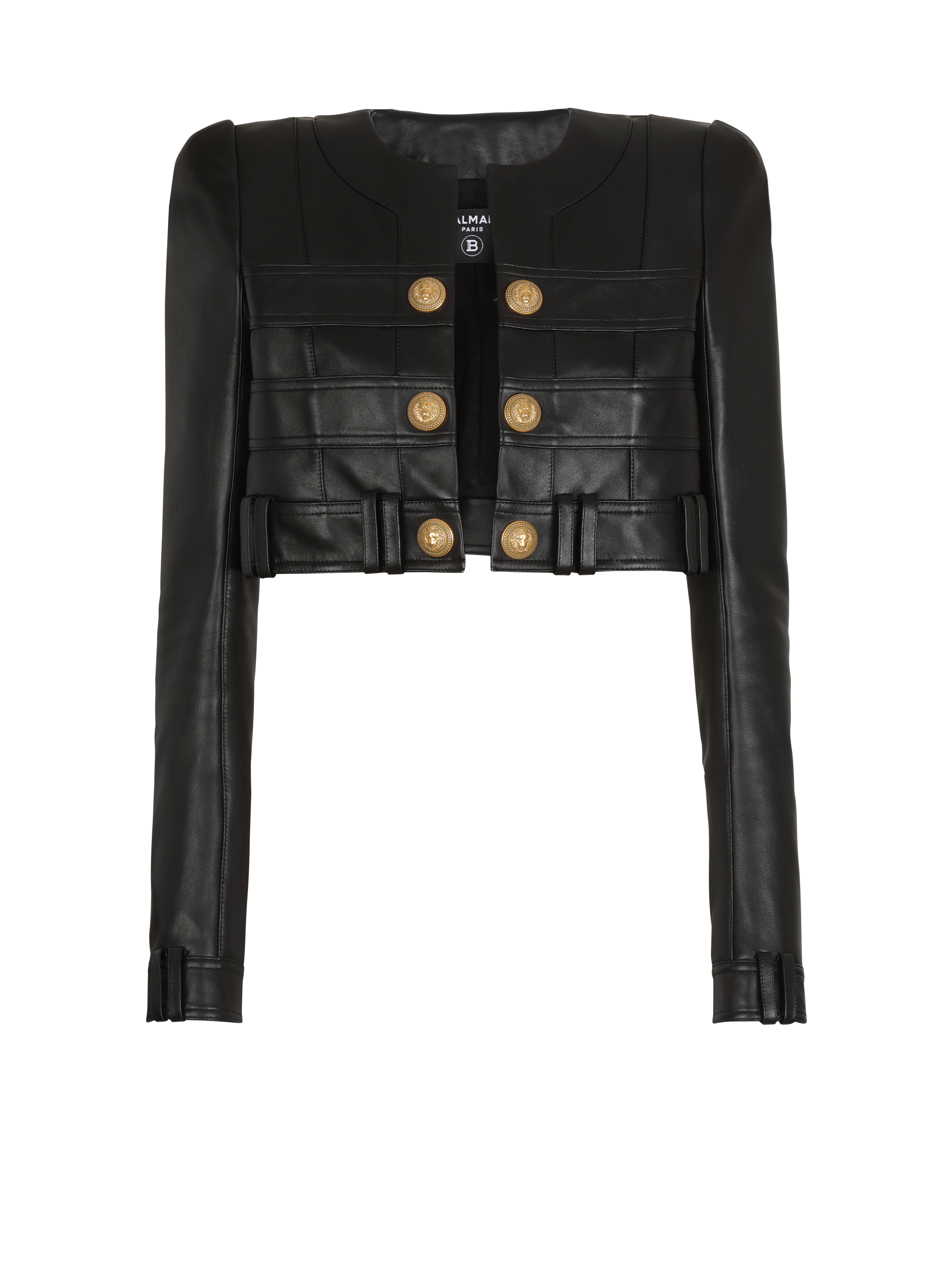 Short soft leather jacket black Women BALMAIN