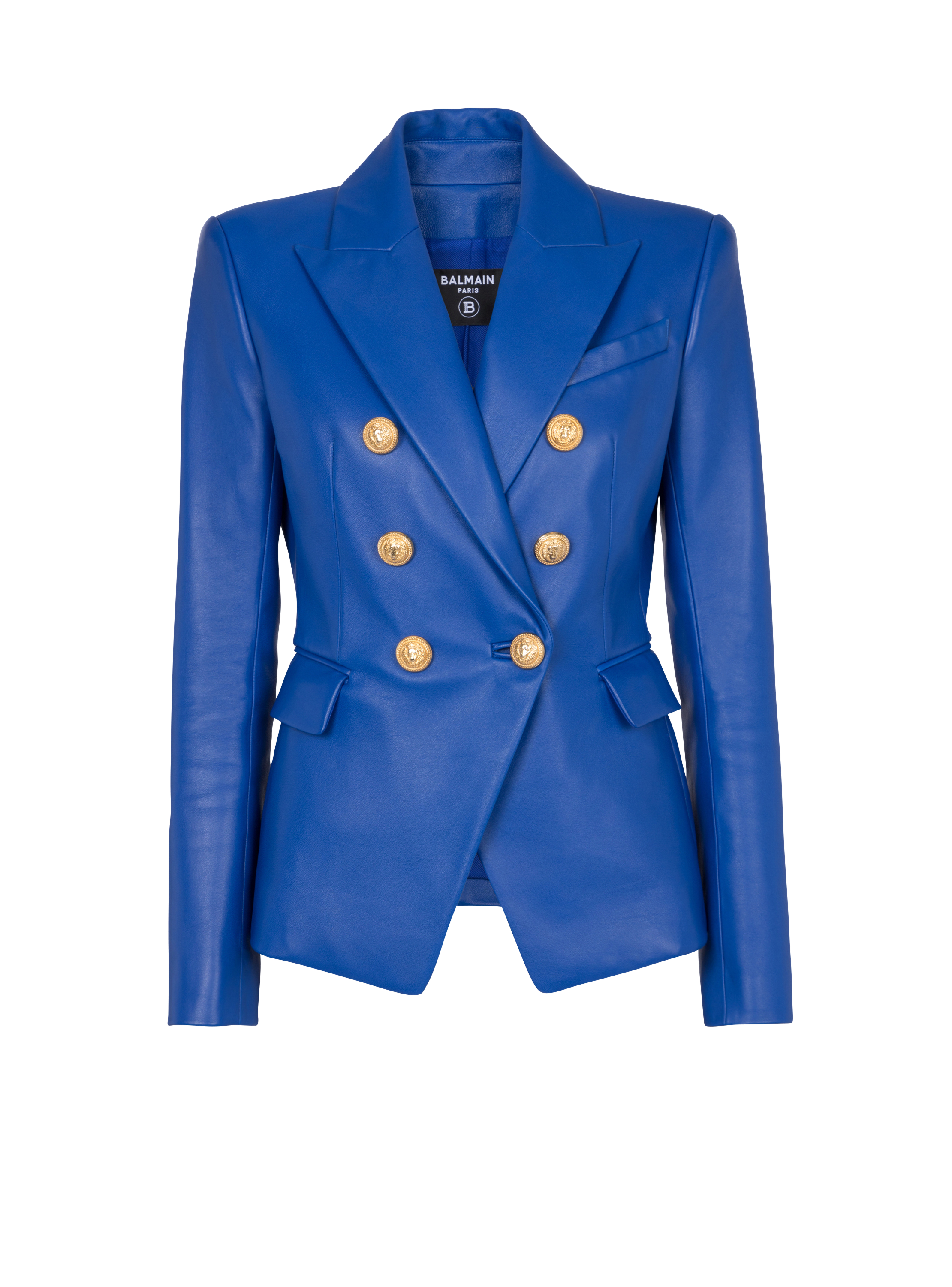 Double breasted leather blazer Women BALMAIN