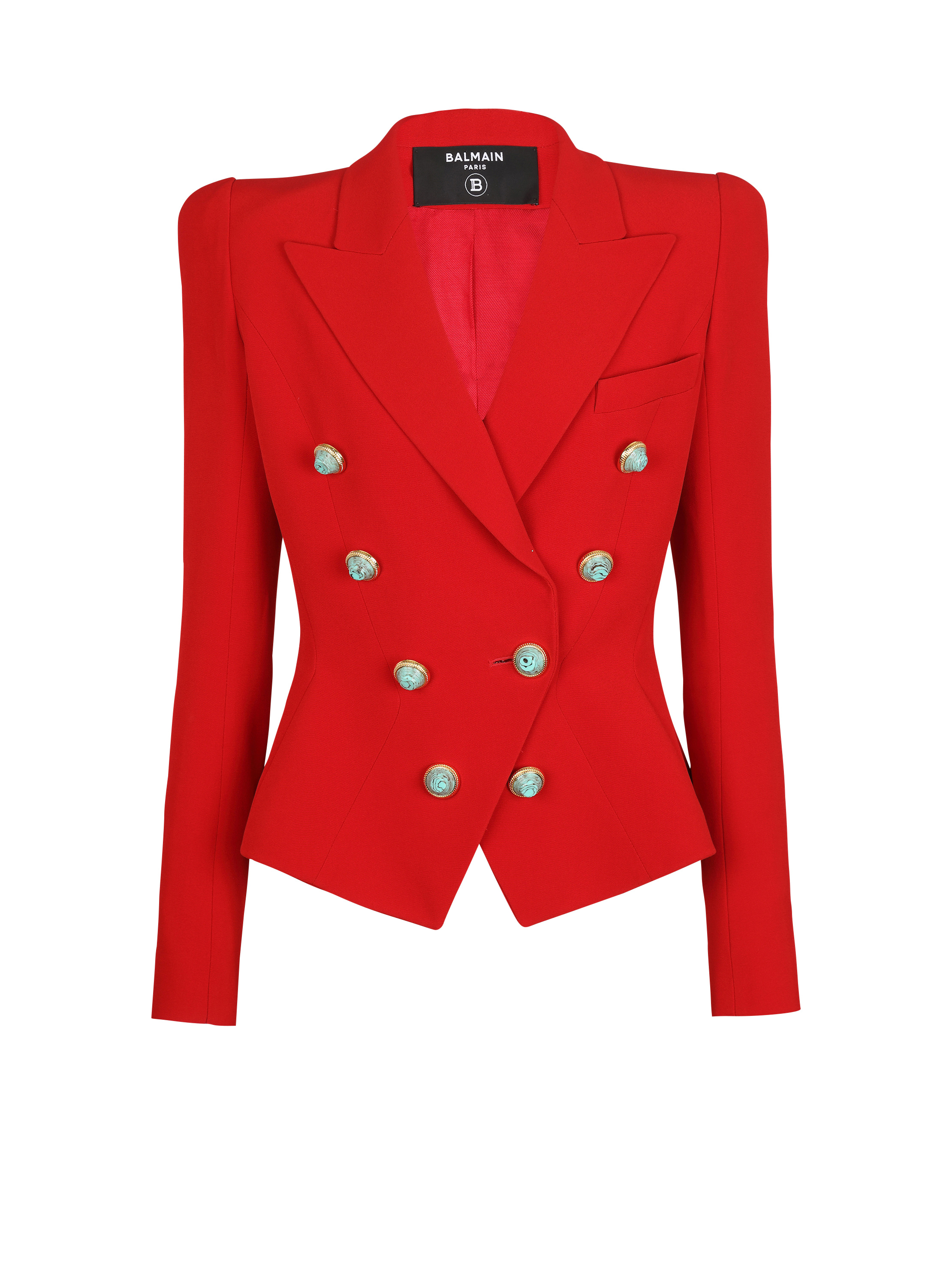 Slim-fit crepe jacket, red, hi-res