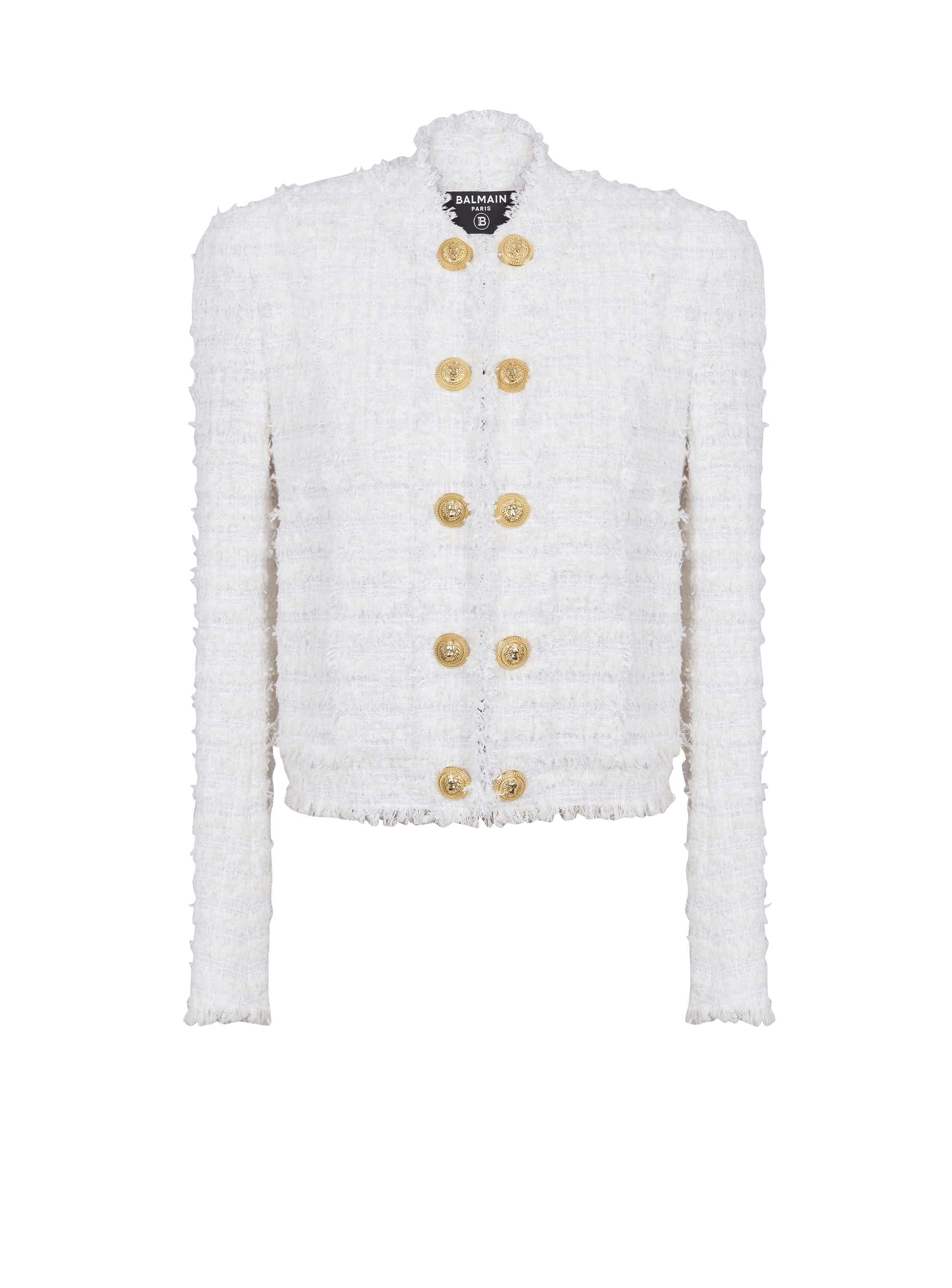 Veste en tweed à franges, blanc, hi-res