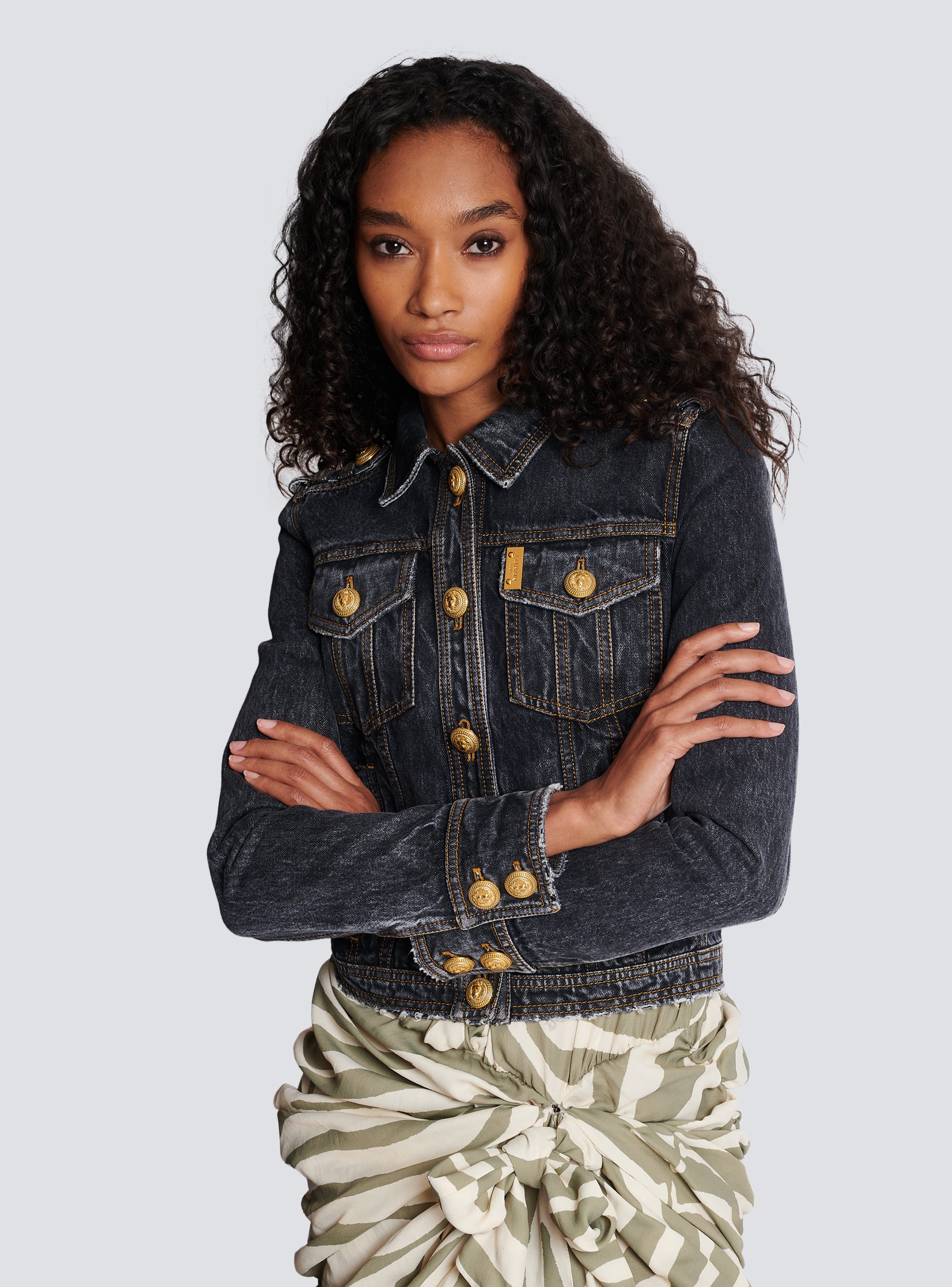 Faded black denim hot sale jacket womens